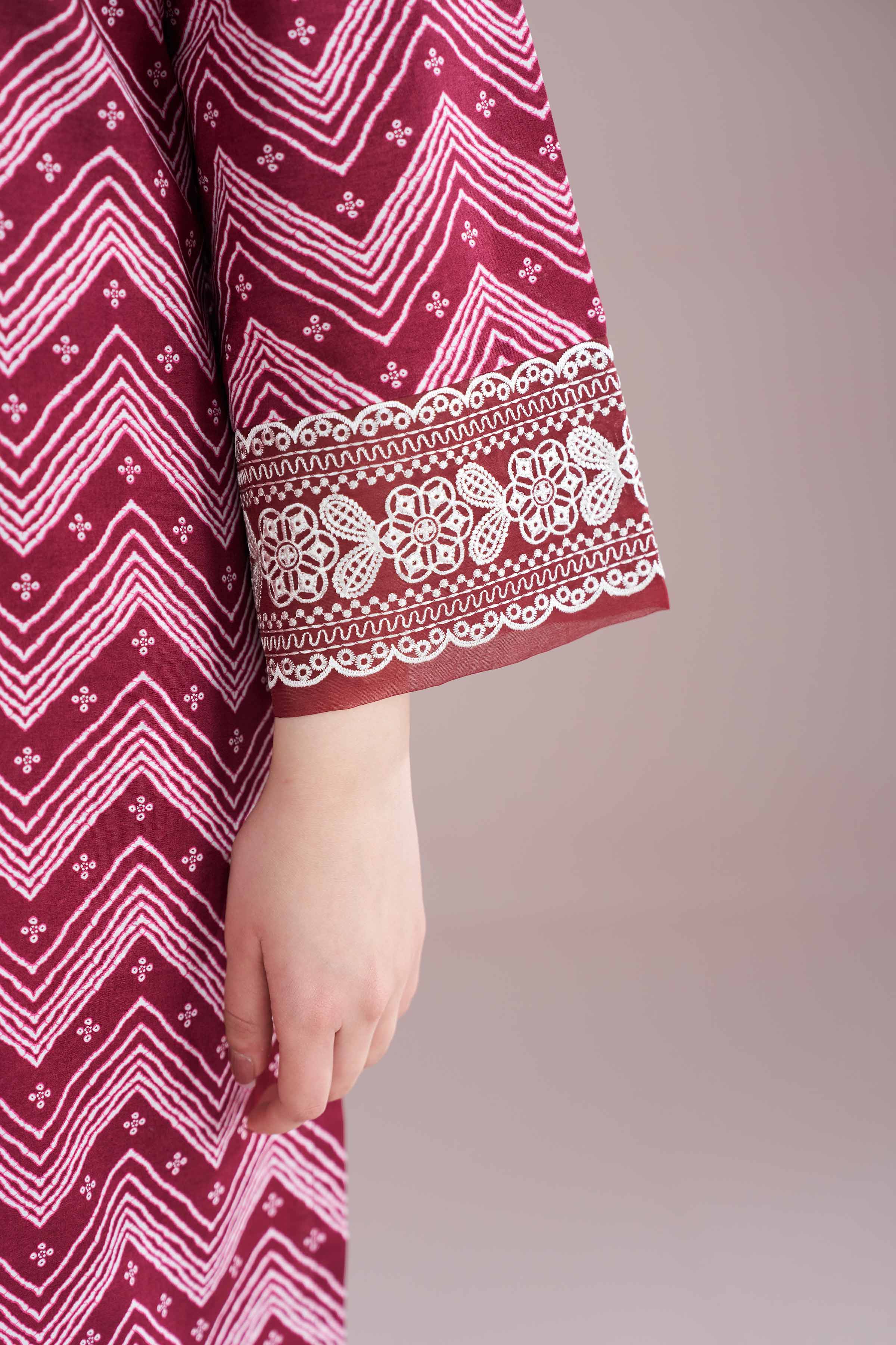 2 Piece - Printed Embroidered Suit - PE26-206 Red Cambric 2PC Embroidered READY TO WEAR