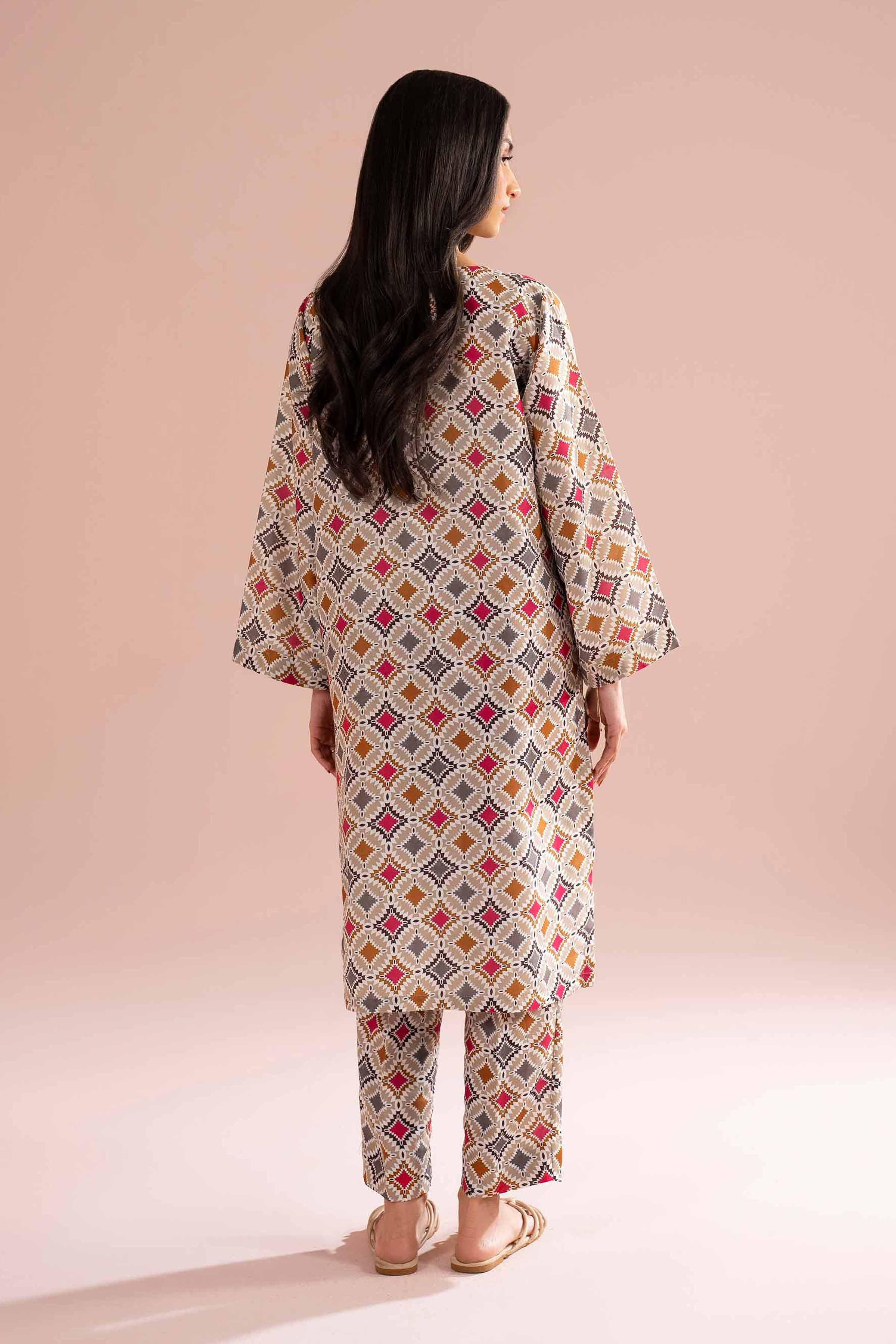 2 Piece - Printed Suit - PE26-21 NishatUAE Beige Lawn 2PC Printed Ready To Wear