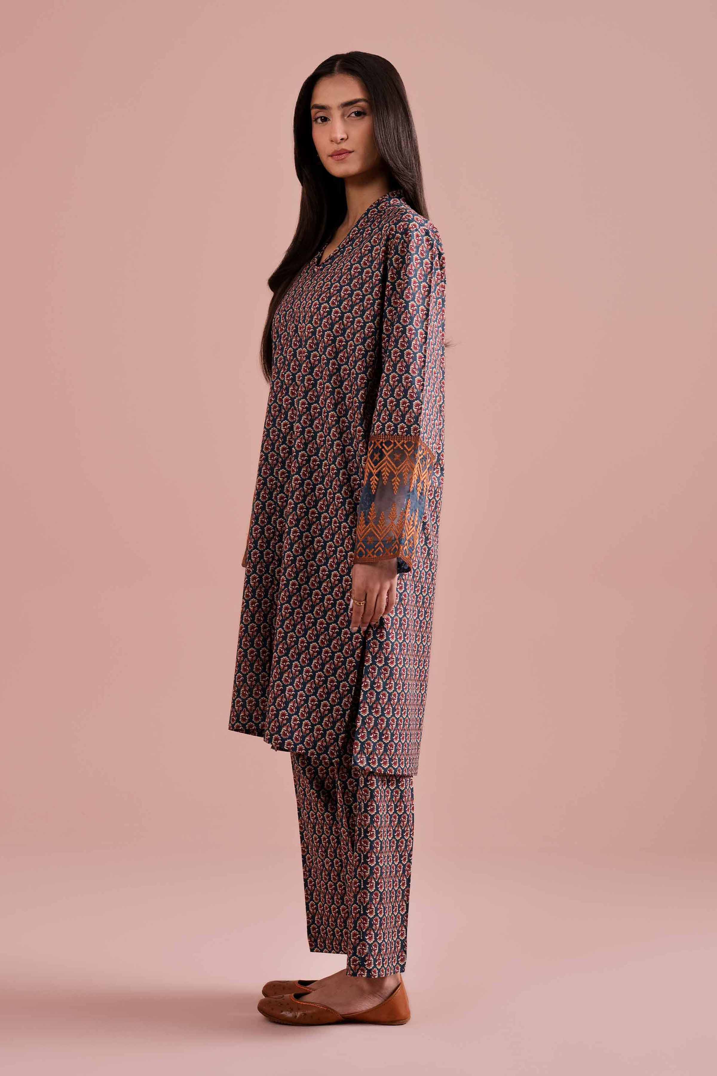 2 Piece - Printed Embroidered Suit - PE26-211 Green Cambric 2PC Embroidered READY TO WEAR