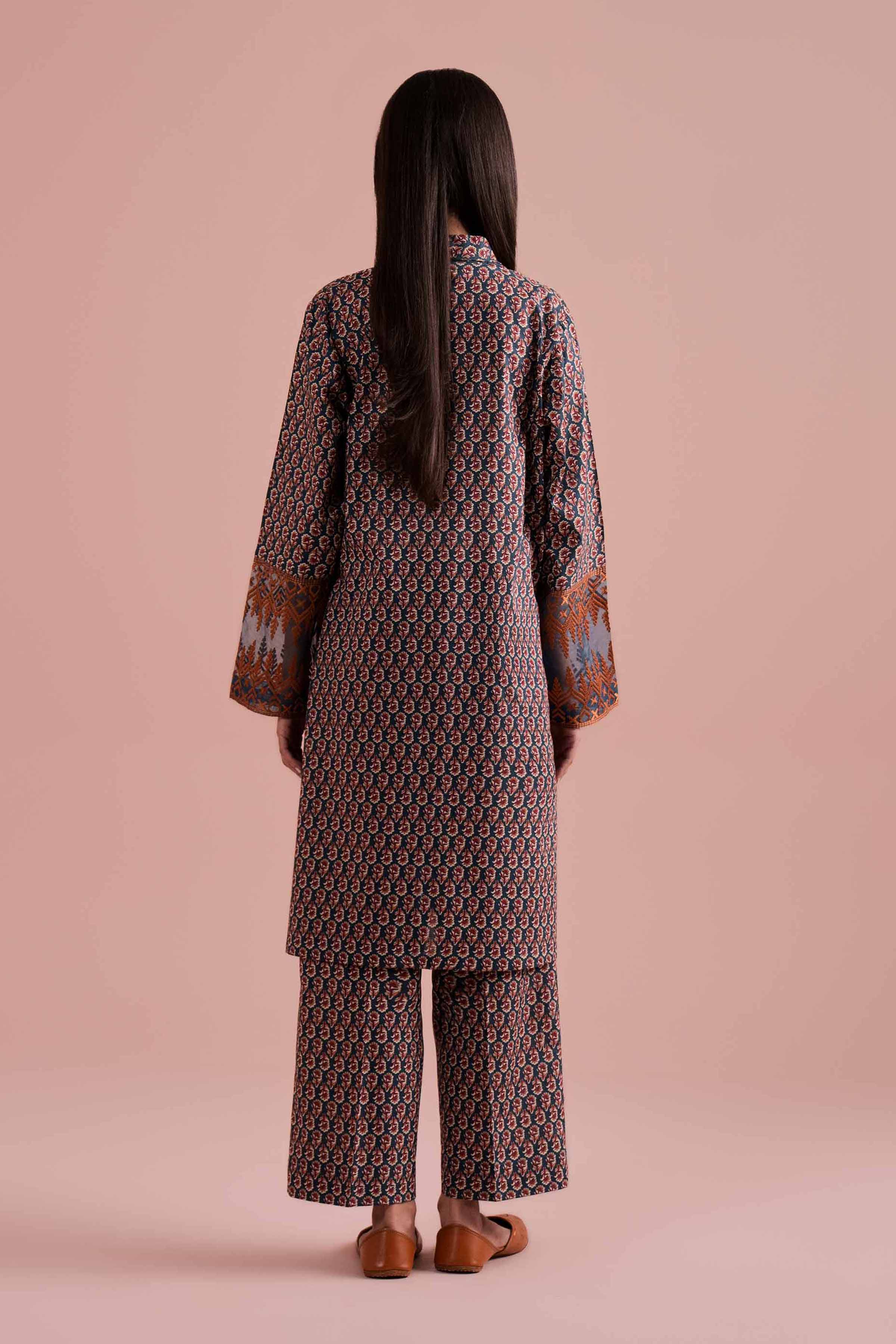 2 Piece - Printed Embroidered Suit - PE26-211 Green Cambric 2PC Embroidered READY TO WEAR