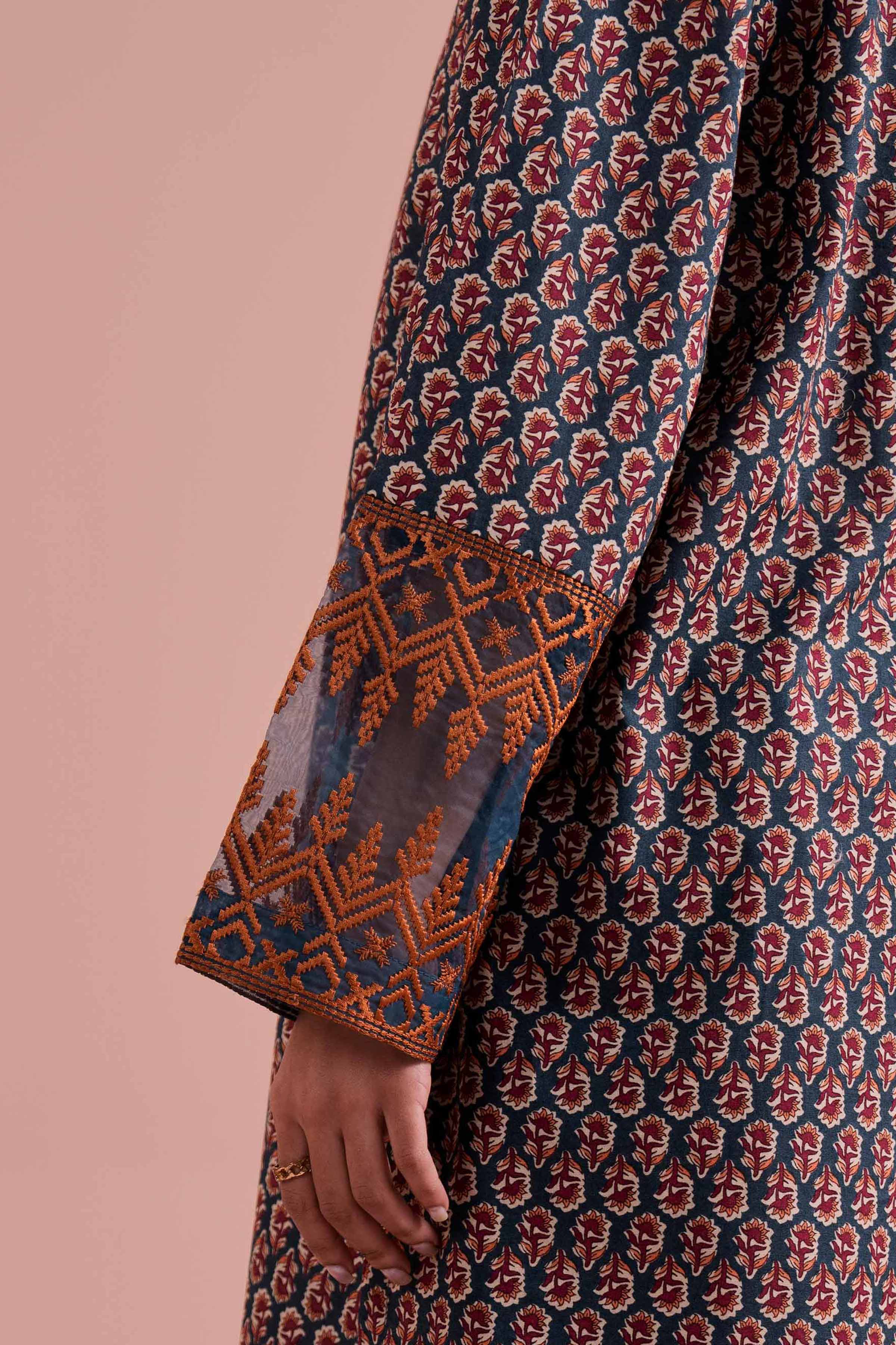 2 Piece - Printed Embroidered Suit - PE26-211