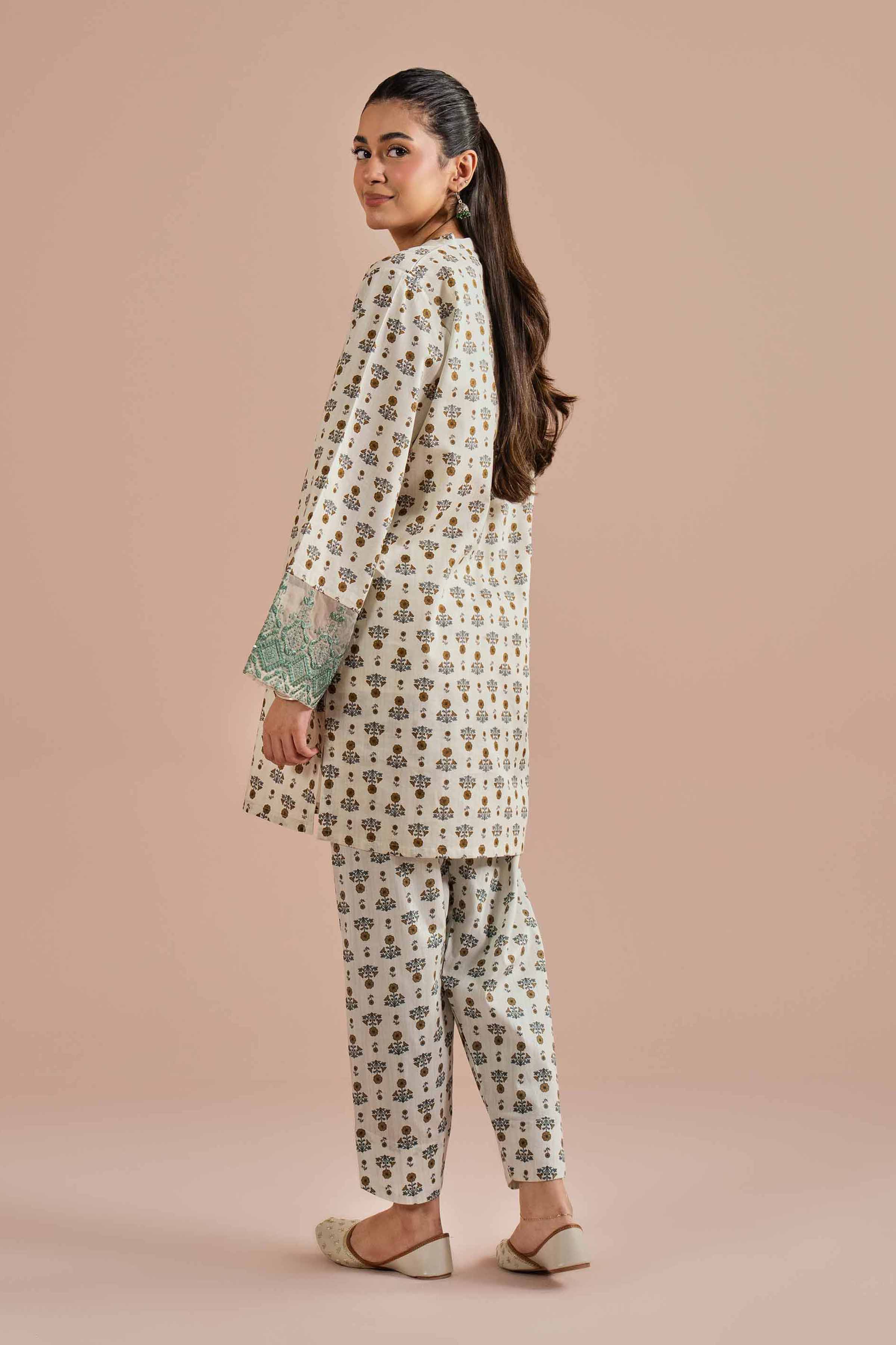 2 Piece - Printed Embroidered Suit - PE26-214