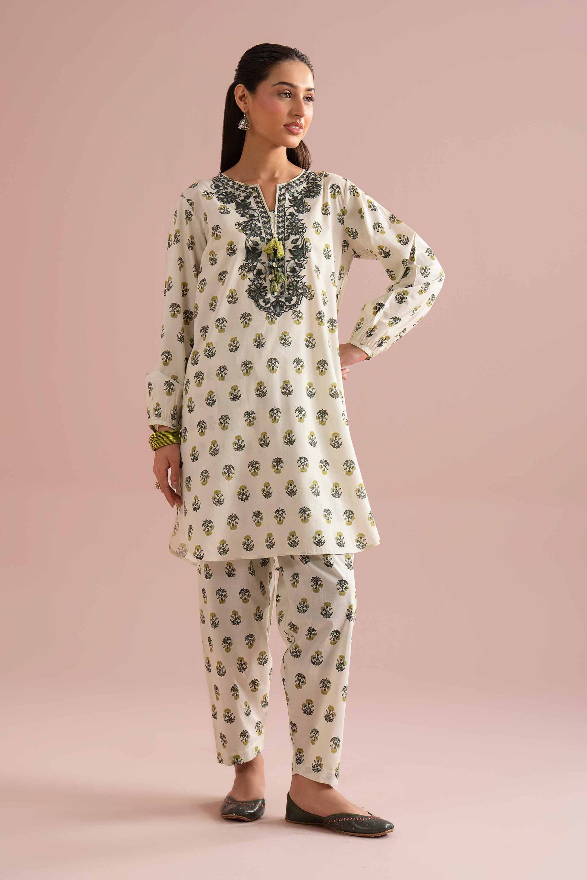 2 Piece - Printed Embroidered Suit - PE26-215