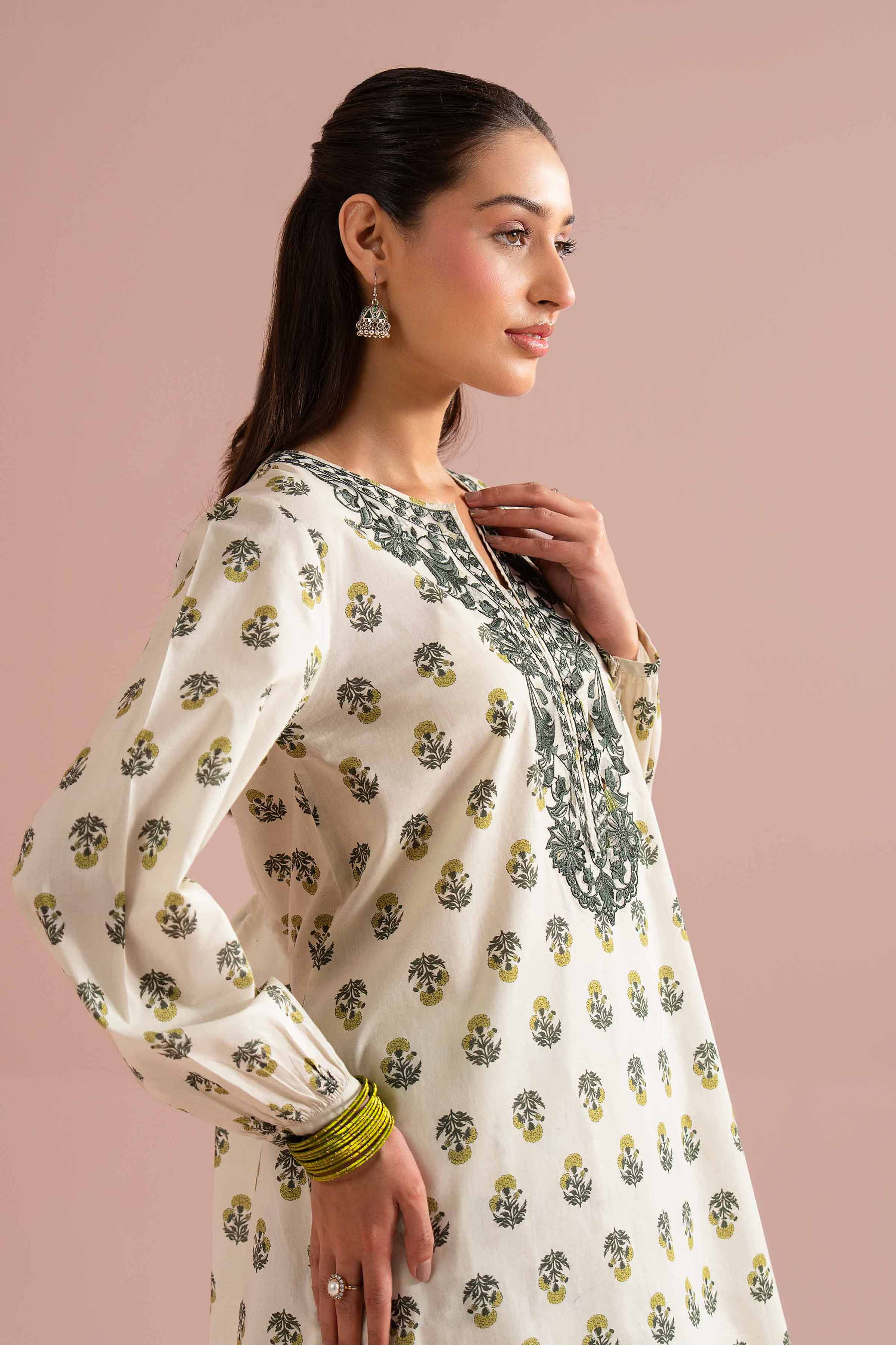 2 Piece - Printed Embroidered Suit - PE26-215