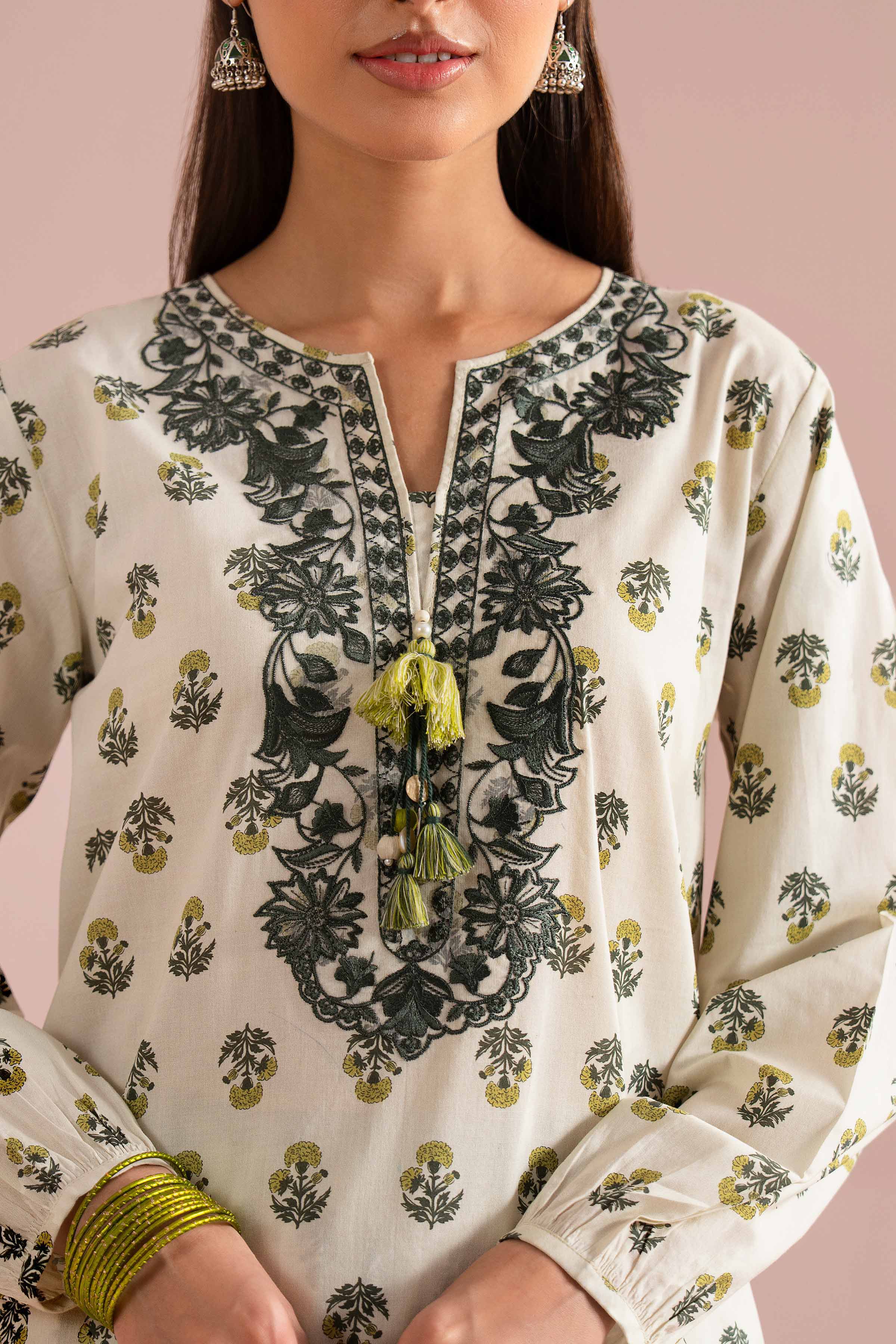 2 Piece - Printed Embroidered Suit - PE26-215