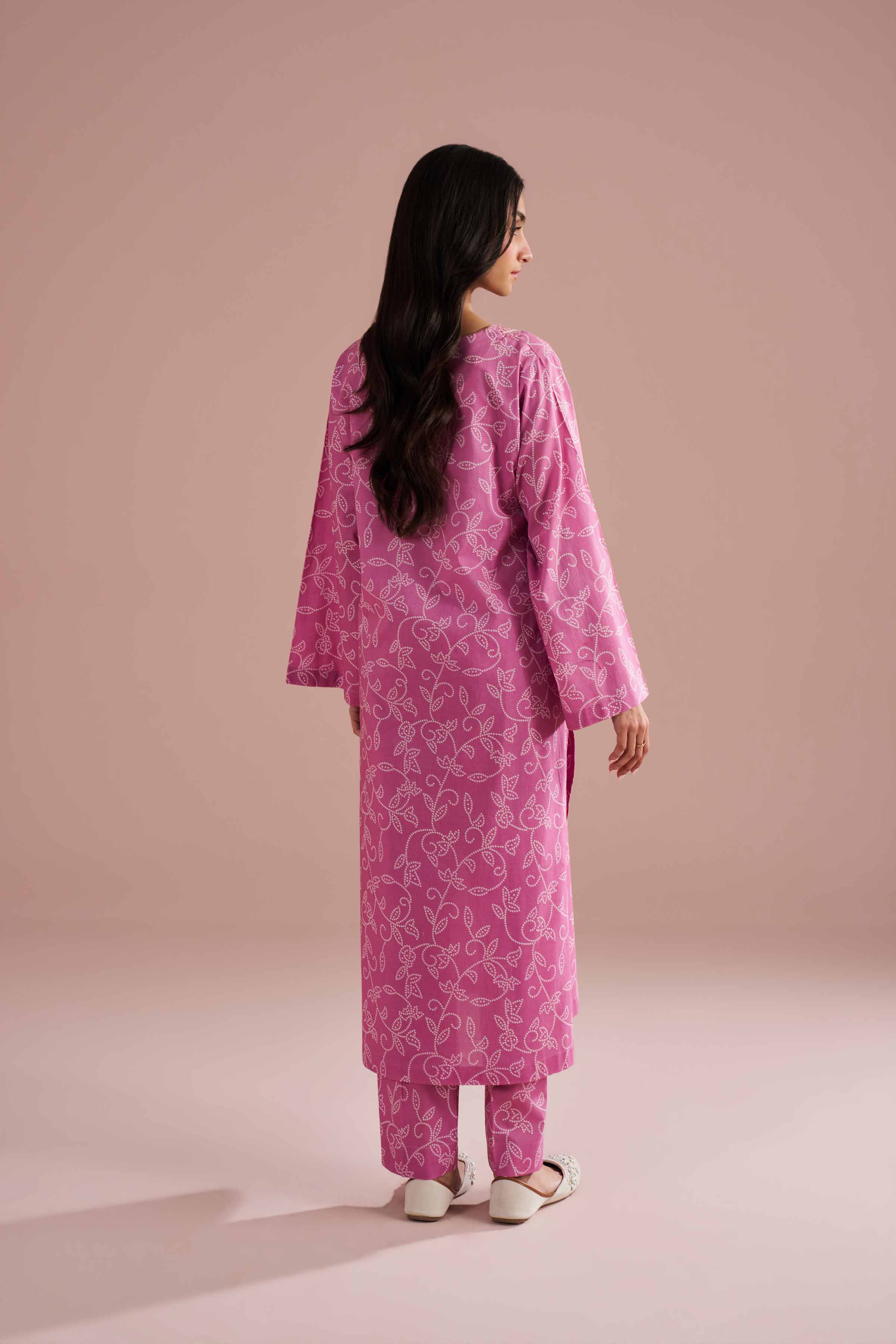 2 Piece - Printed Embroidered Suit - PE26-219 Pink Cambric 2PC Embroidered READY TO WEAR