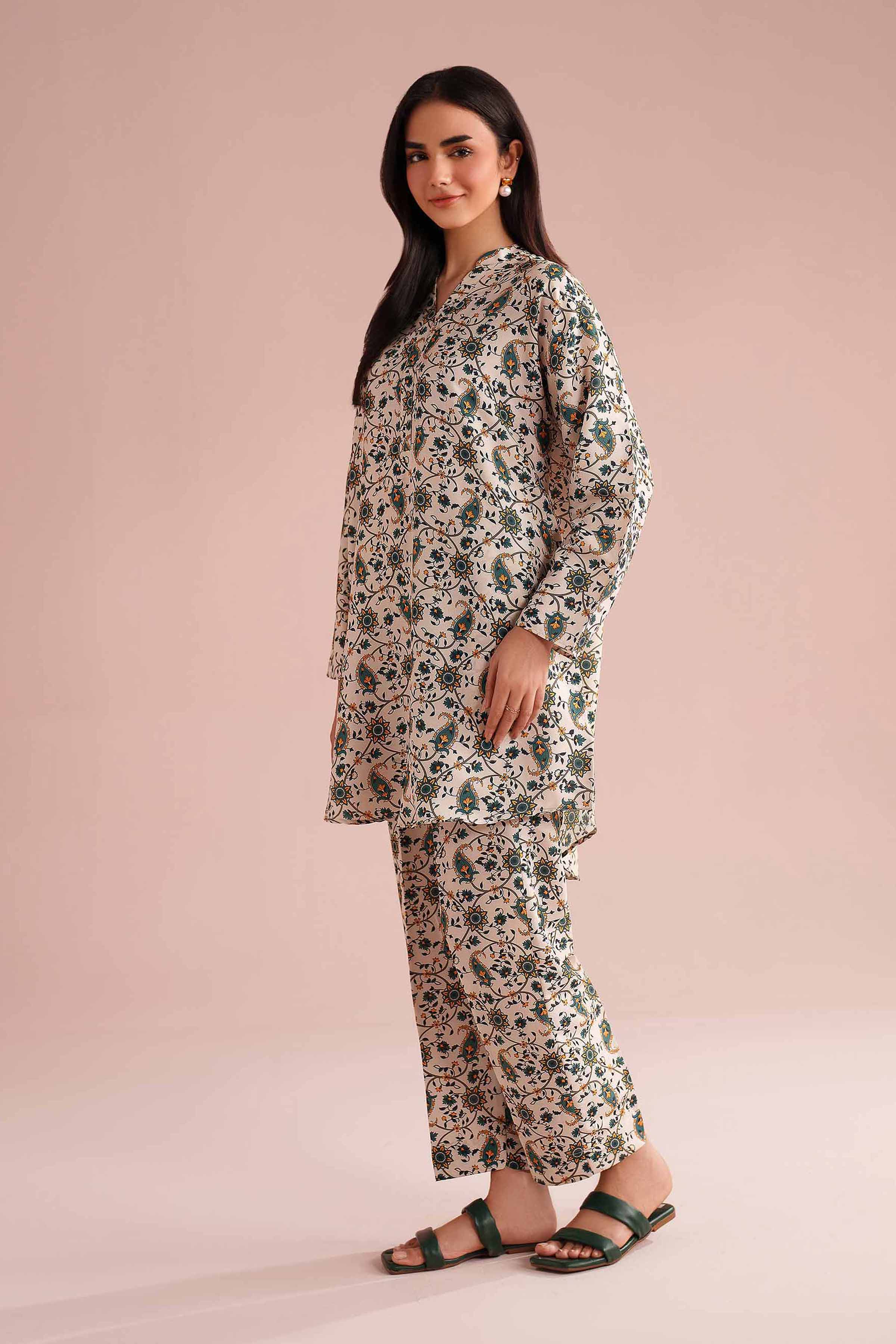 2 Piece - Printed Suit - PE26-22 NishatUAE Beige Lawn 2PC Printed Ready To Wear