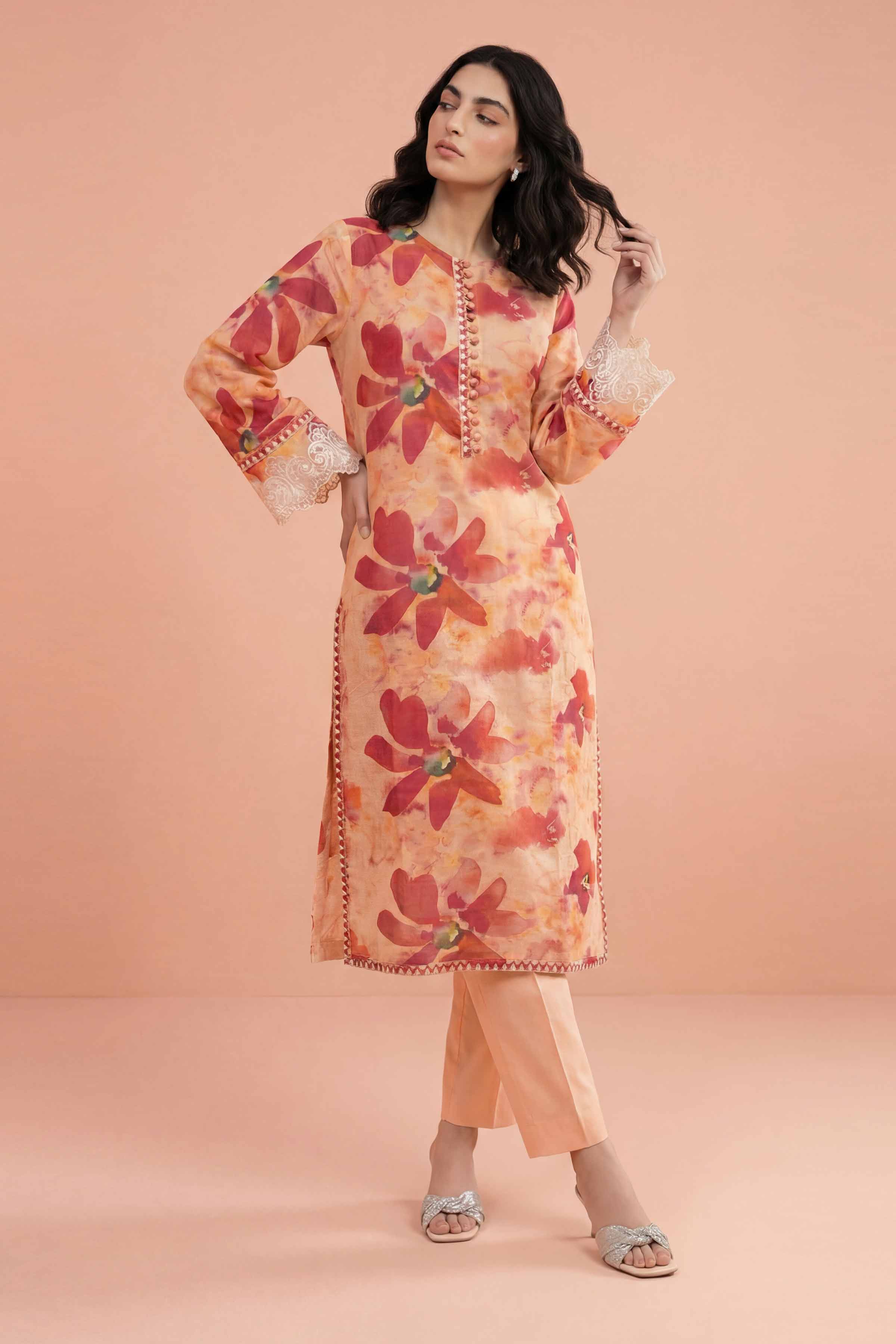 2 Piece - Printed Embroidered Suit - PE26-225