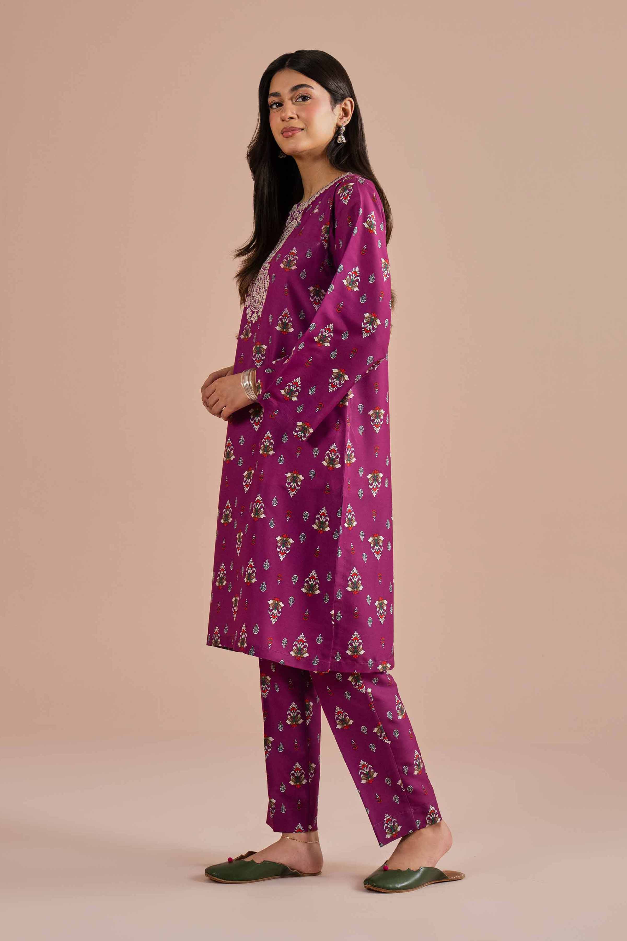 2 Piece - Printed Embroidered Suit - PE26-24