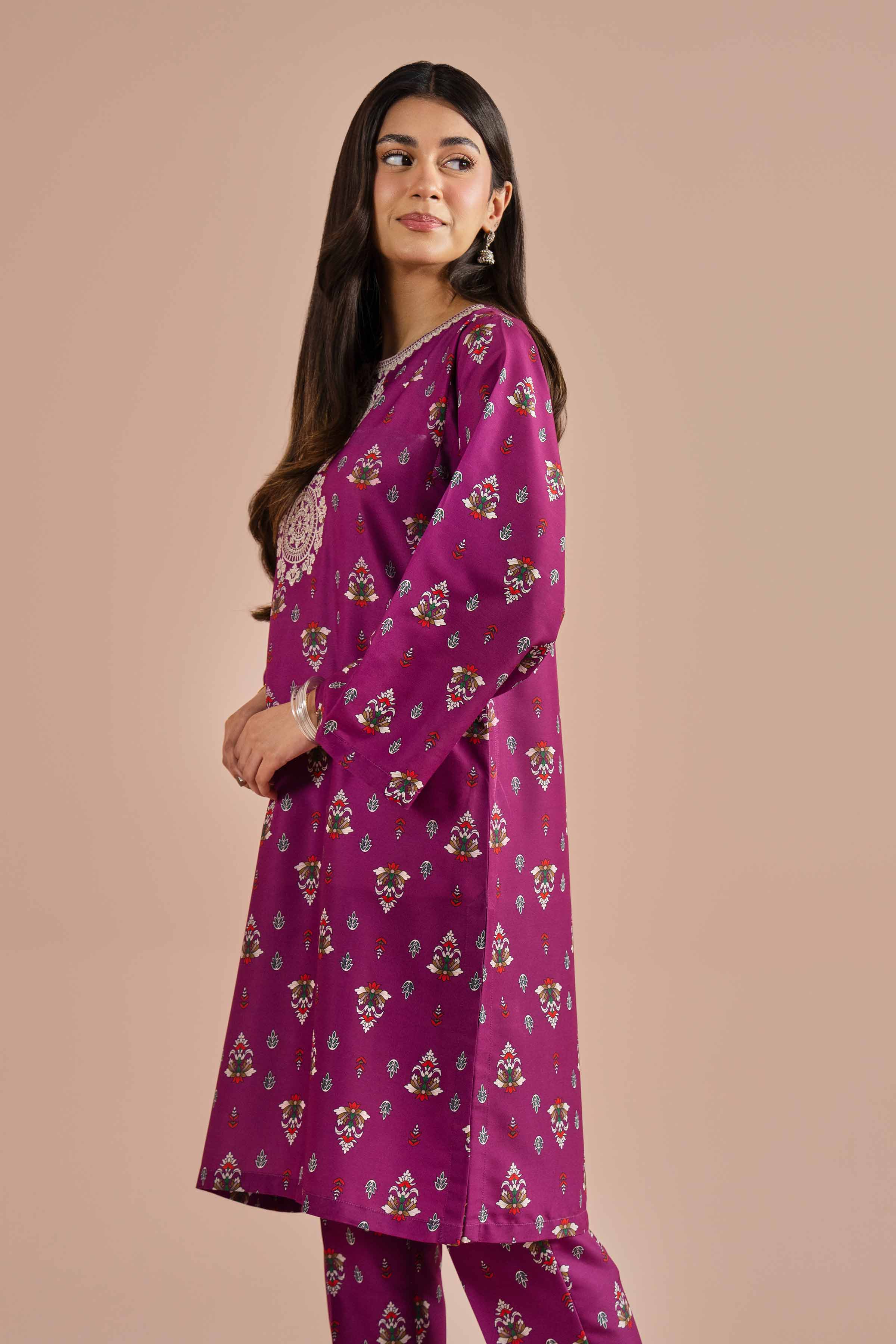 2 Piece - Printed Embroidered Suit - PE26-24