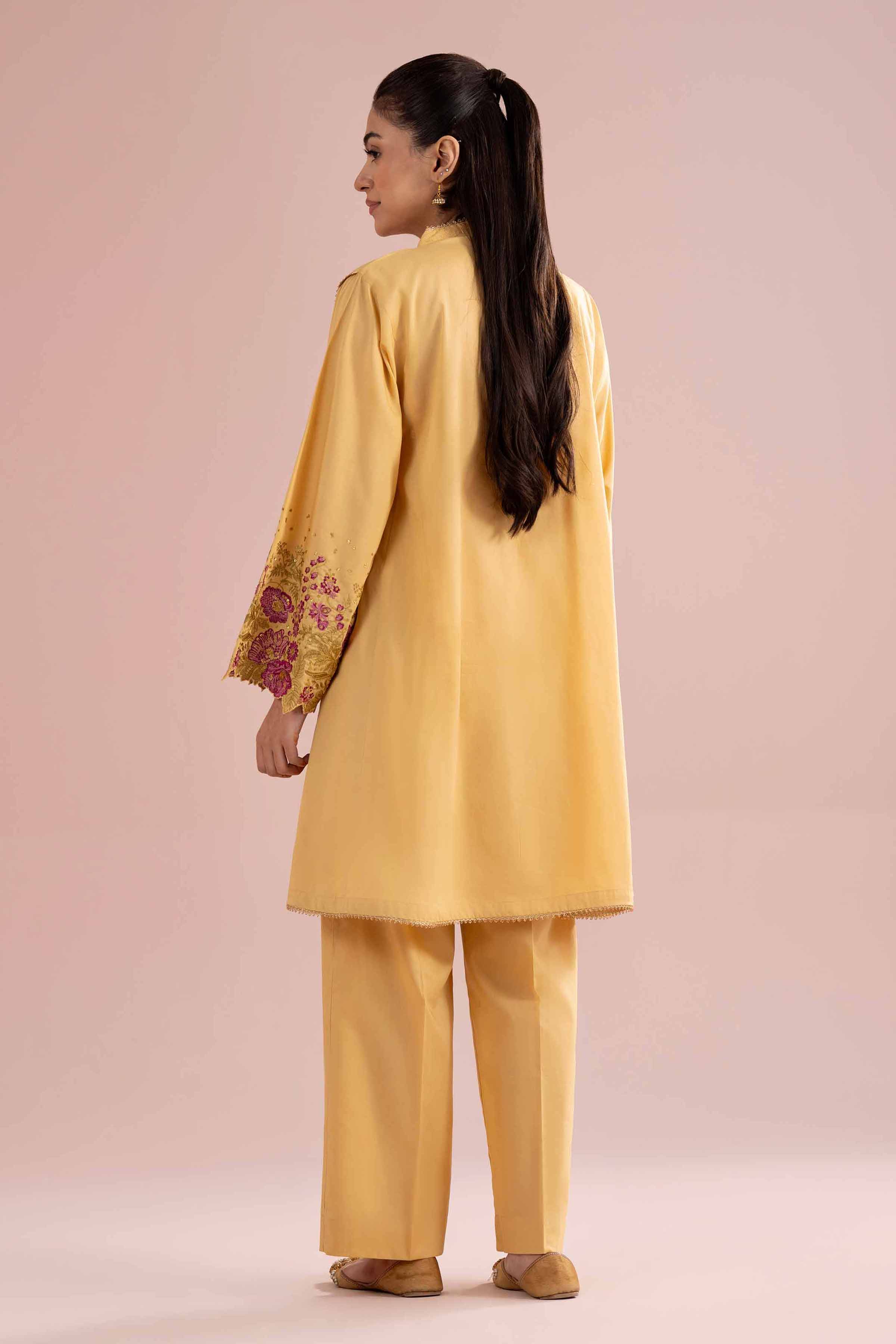 2 Piece - Embroidered Suit - PE26-241 Yellow Cambric 2PC Embroidered