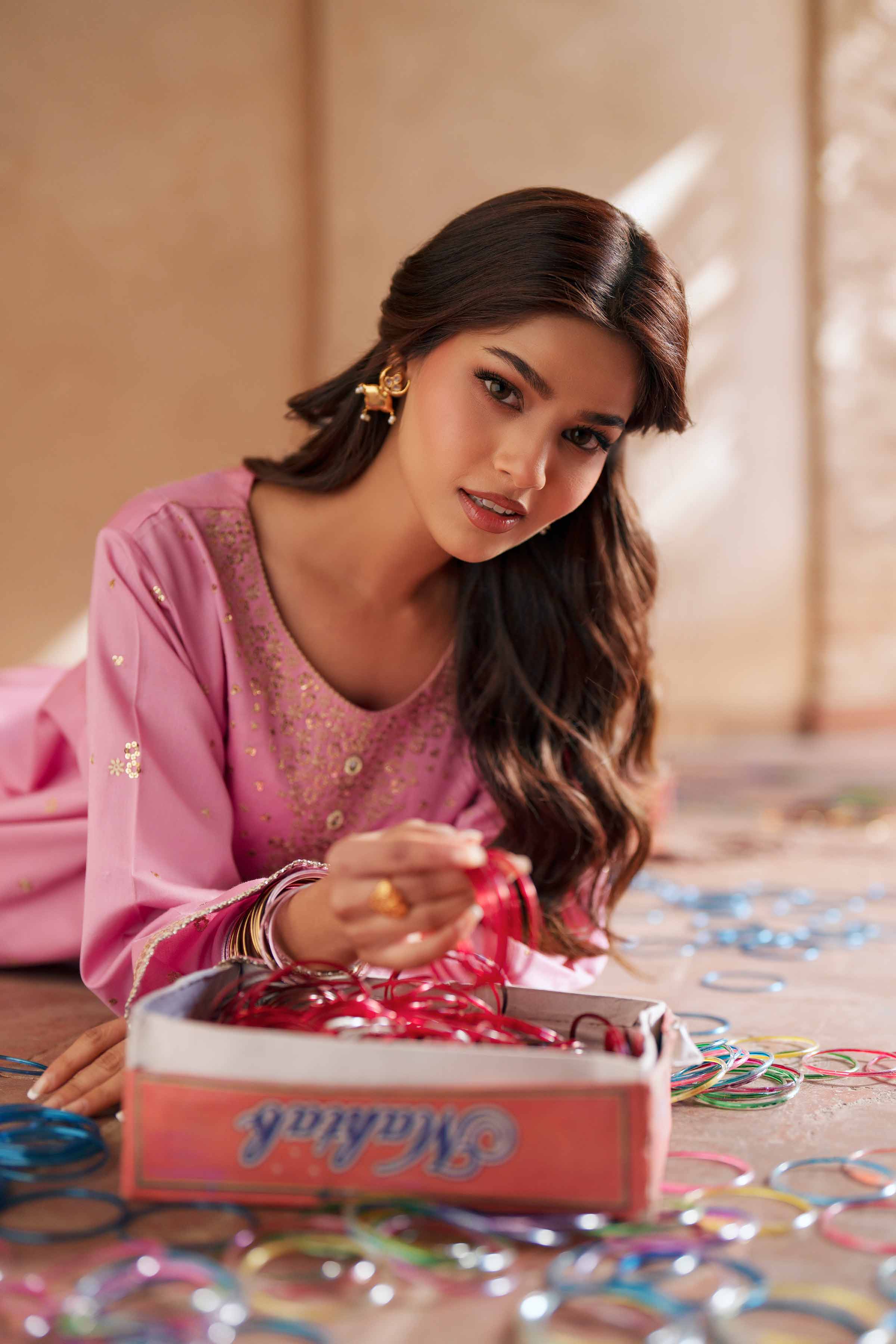 2 Piece - Embroidered Suit - PE26-248 Pink Cotton 2PC Embroidered READY TO WEAR