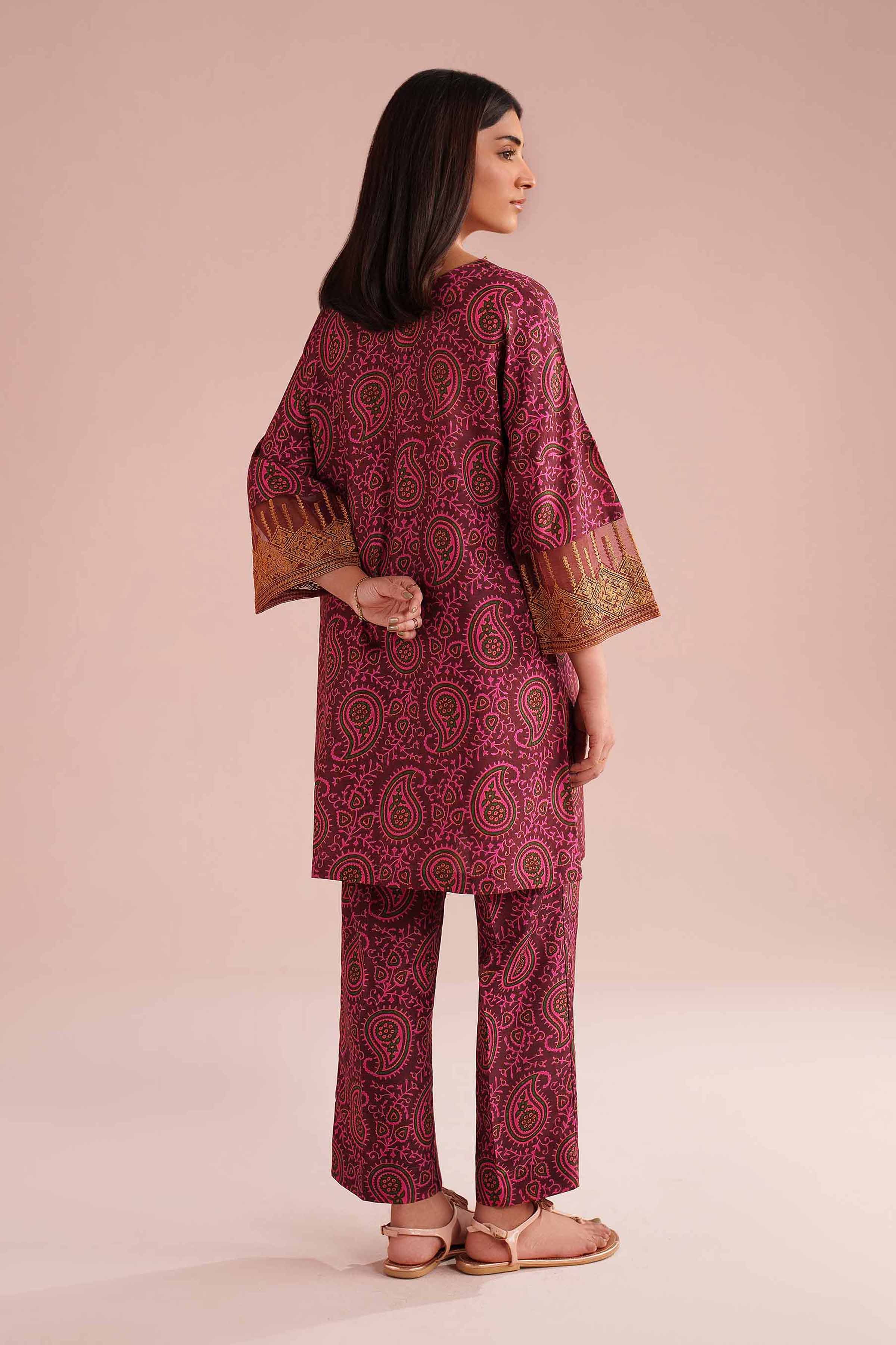 2 Piece - Printed Embroidered Suit - PE26-25