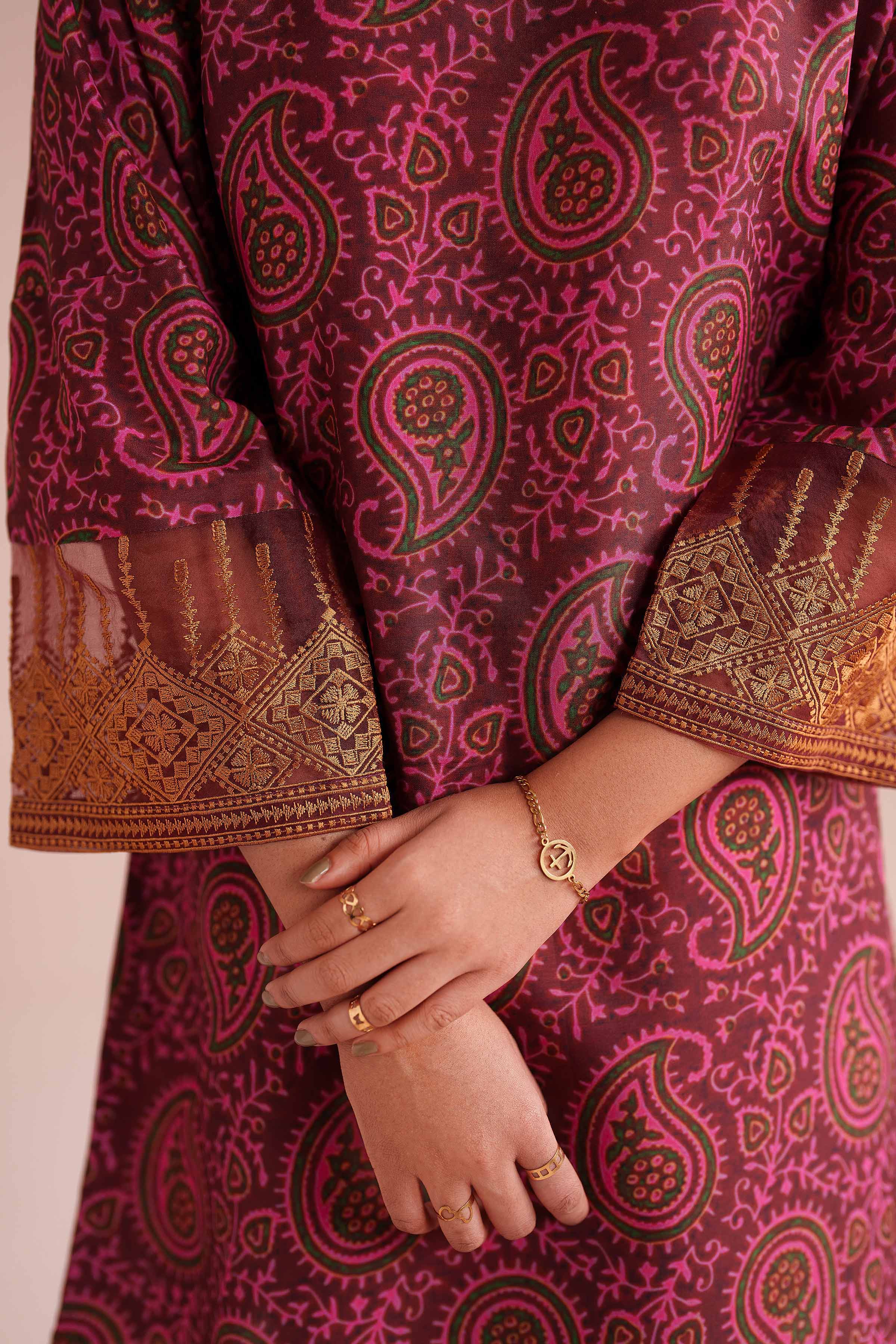 2 Piece - Printed Embroidered Suit - PE26-25