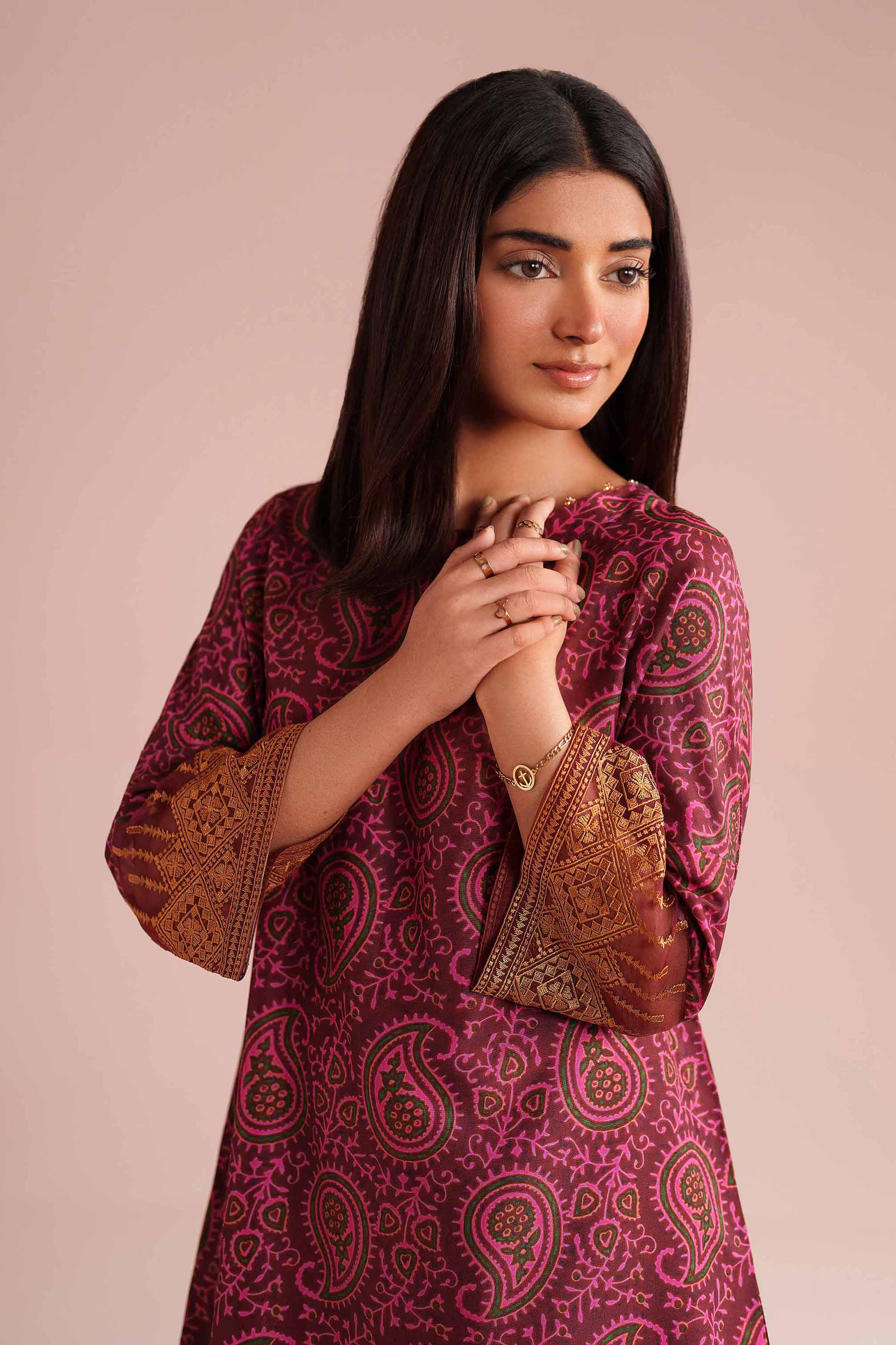 2 Piece - Printed Embroidered Suit - PE26-25