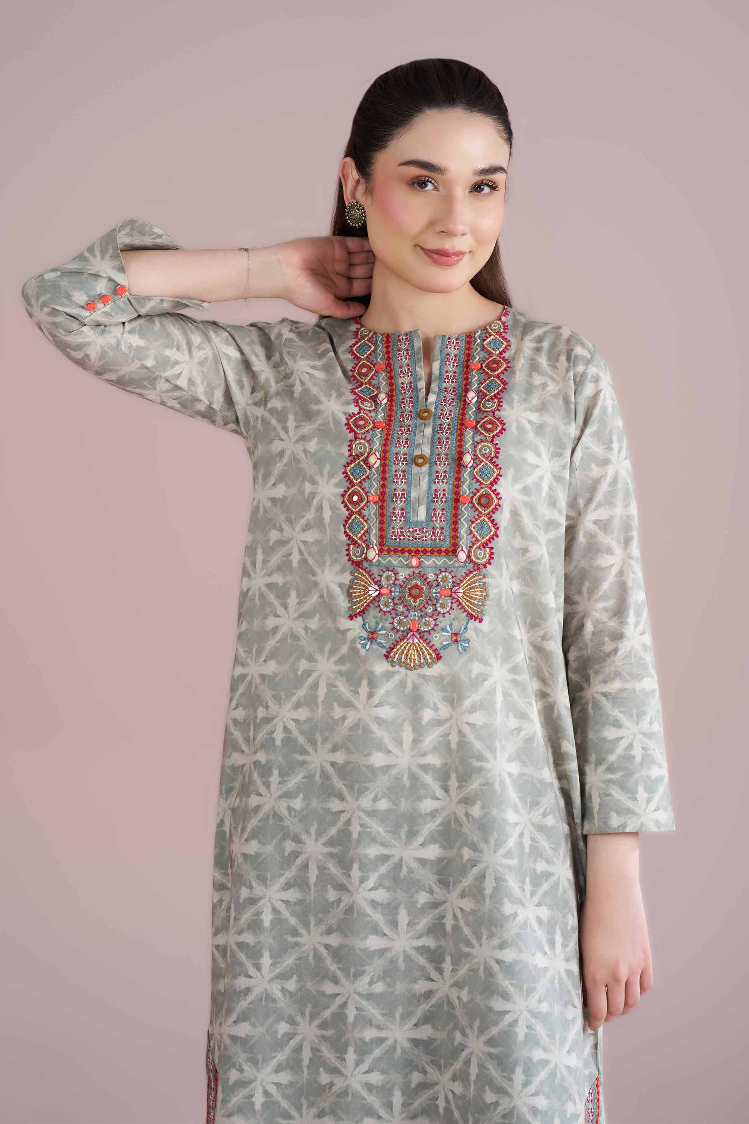 2 Piece - Printed Embroidered Suit - PE26-250