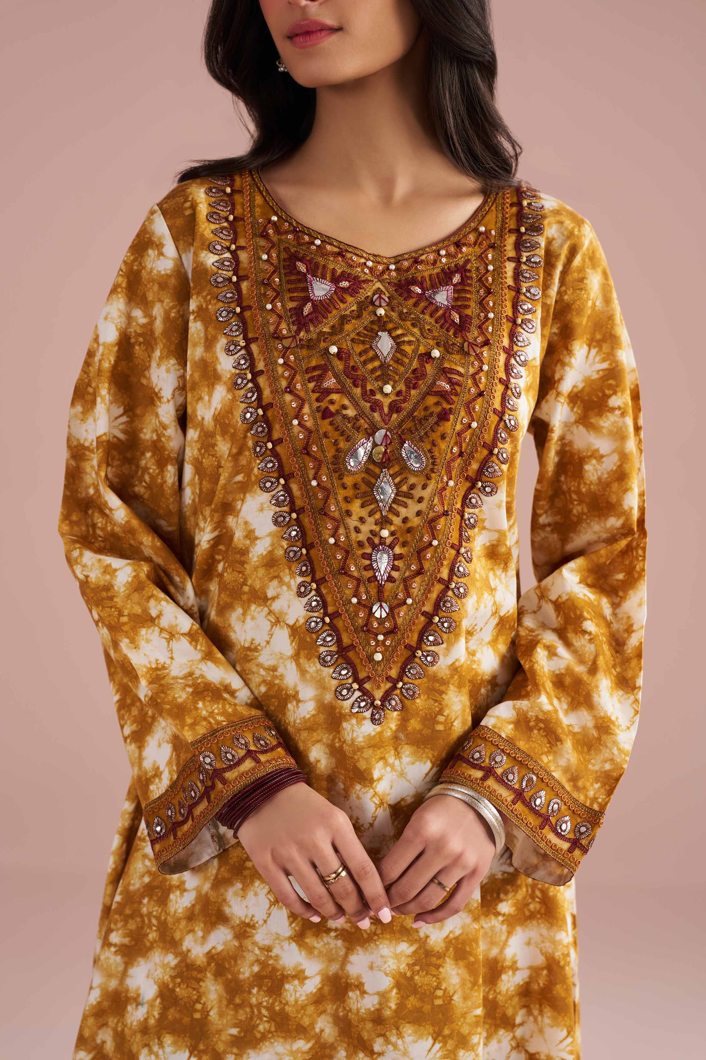 2 Piece - Printed Embroidered Suit - PE26-251