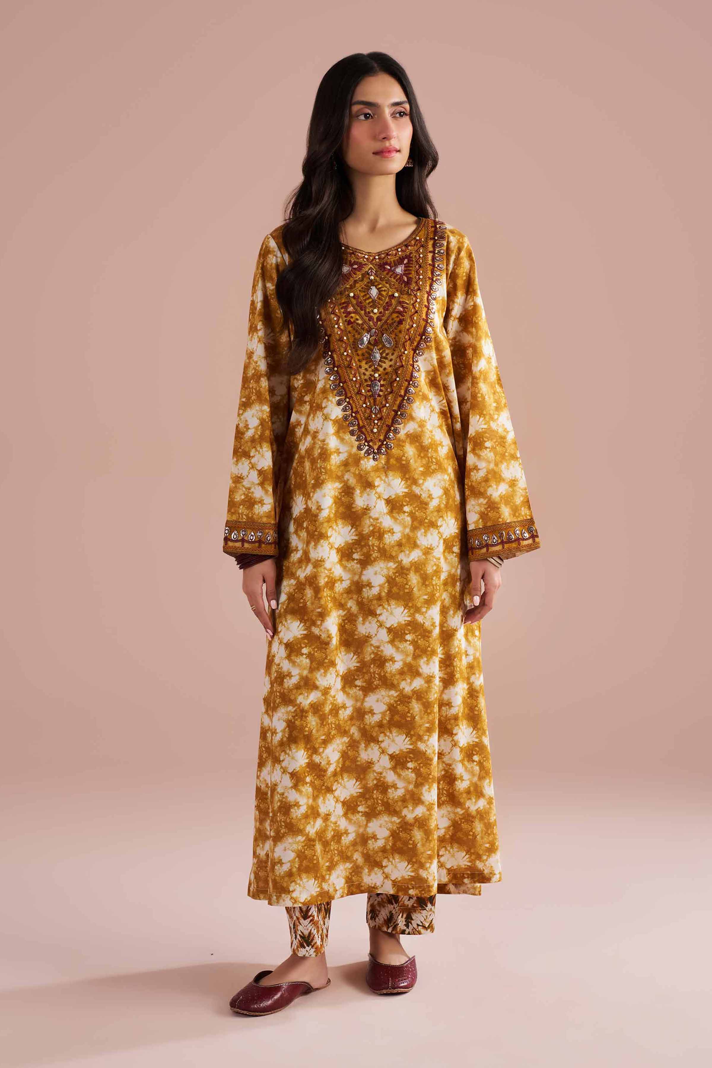 2 Piece - Printed Embroidered Suit - PE26-251