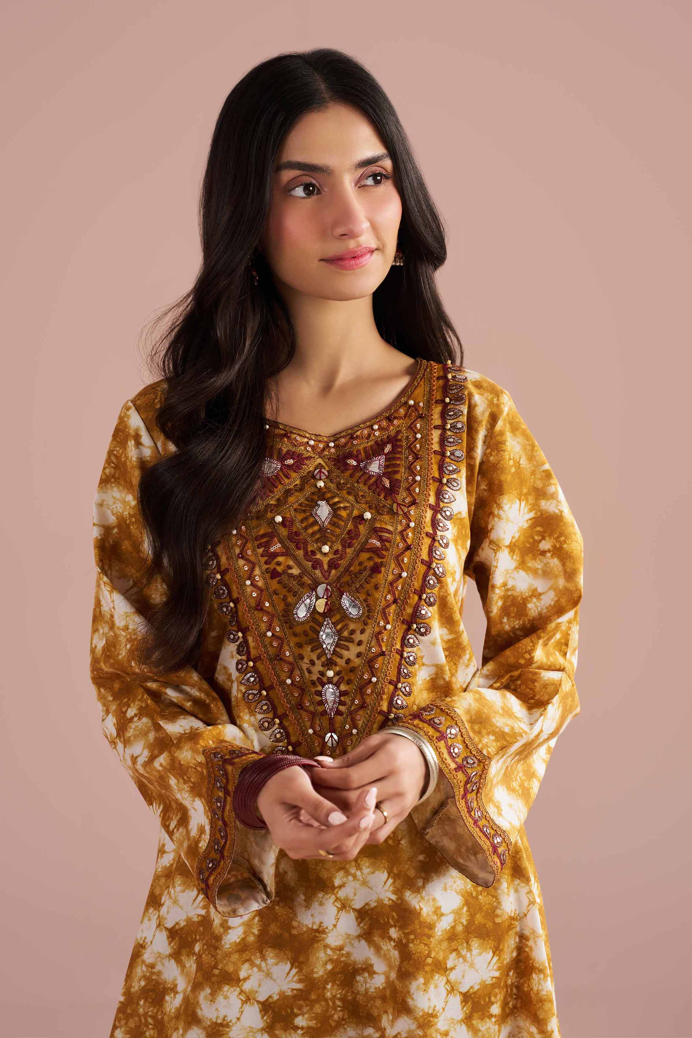 2 Piece - Printed Embroidered Suit - PE26-251
