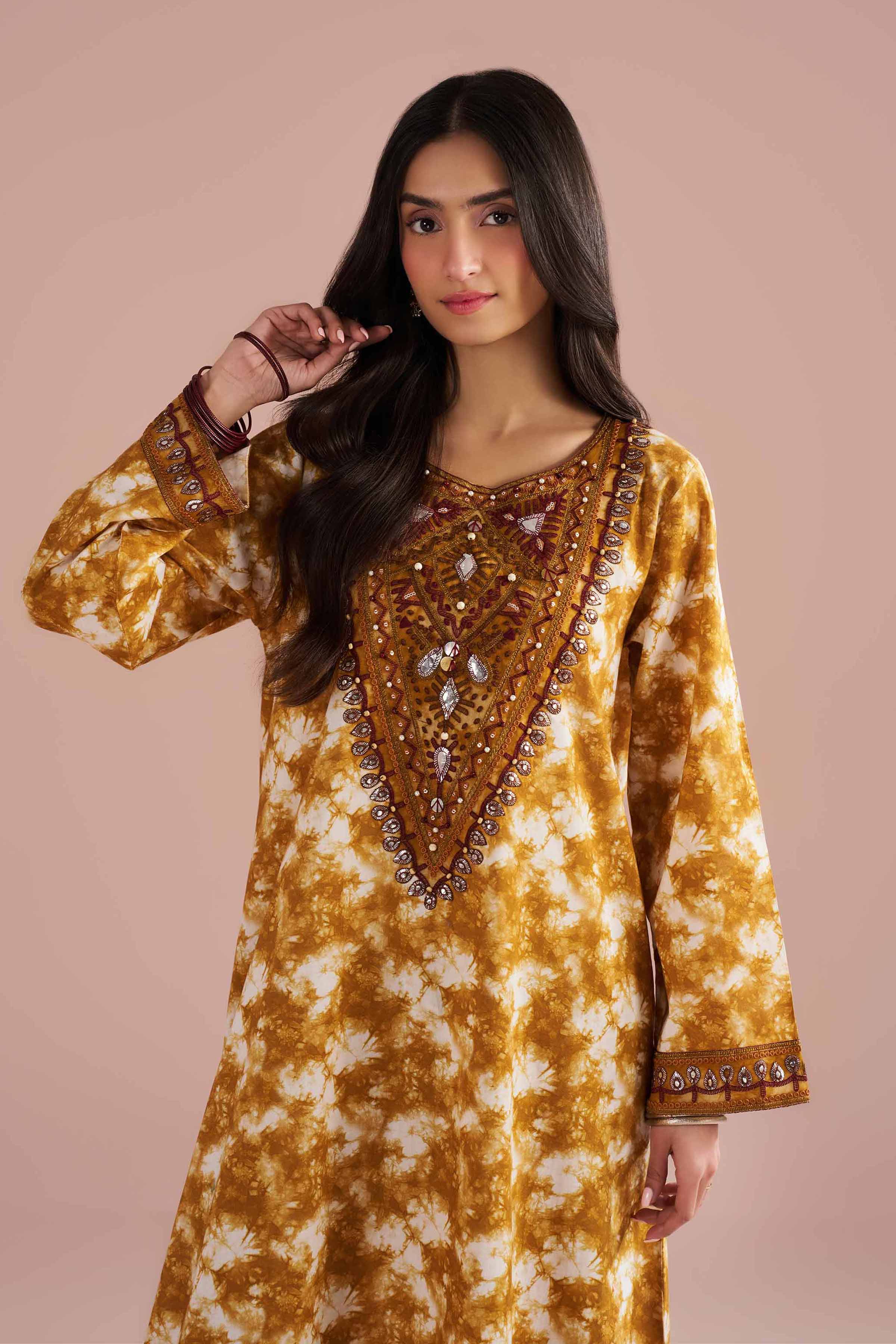 2 Piece - Printed Embroidered Suit - PE26-251