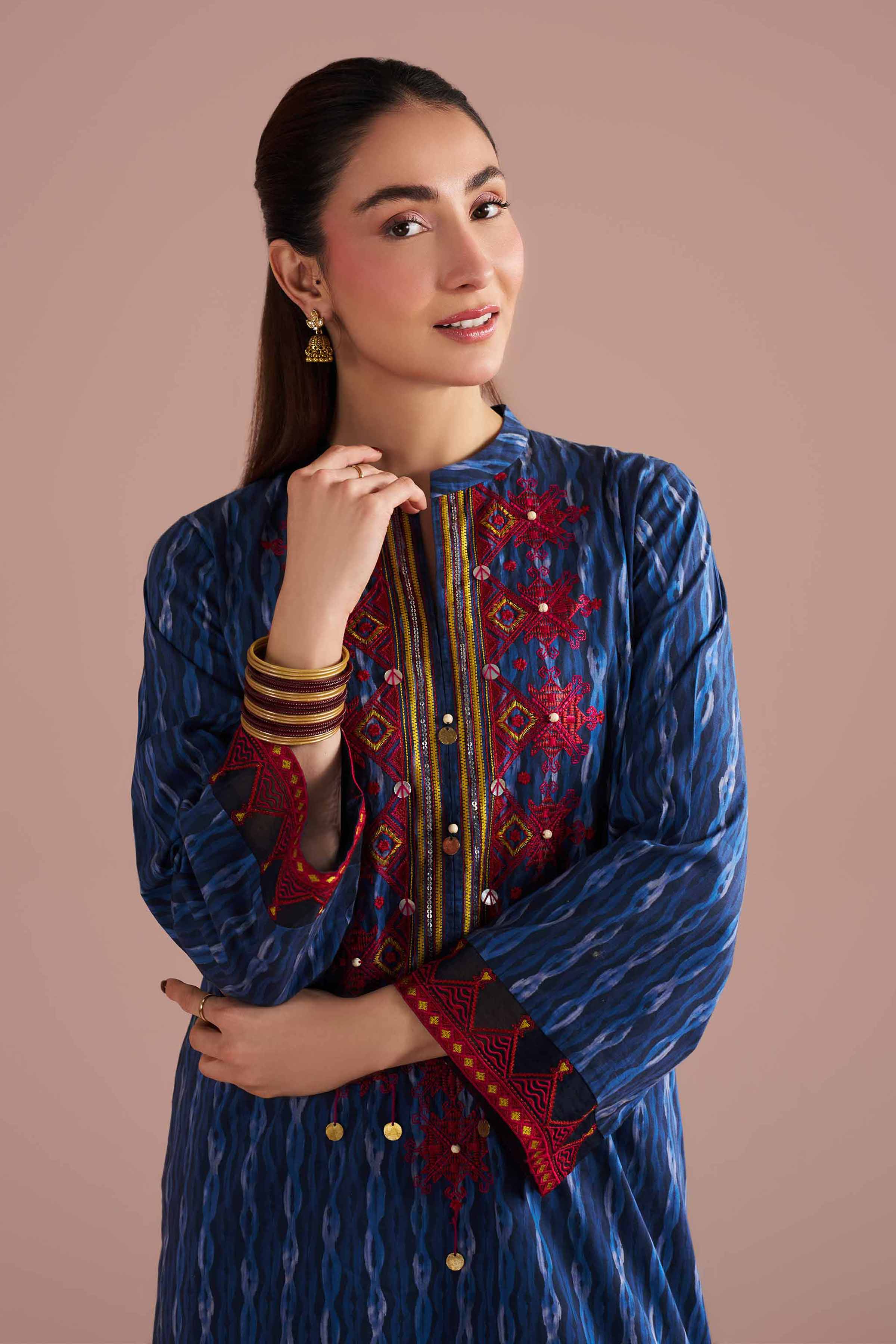 2 Piece - Printed Embroidered Suit - PE26-252 Blue Lawn 2PC Embroidered READY TO WEAR