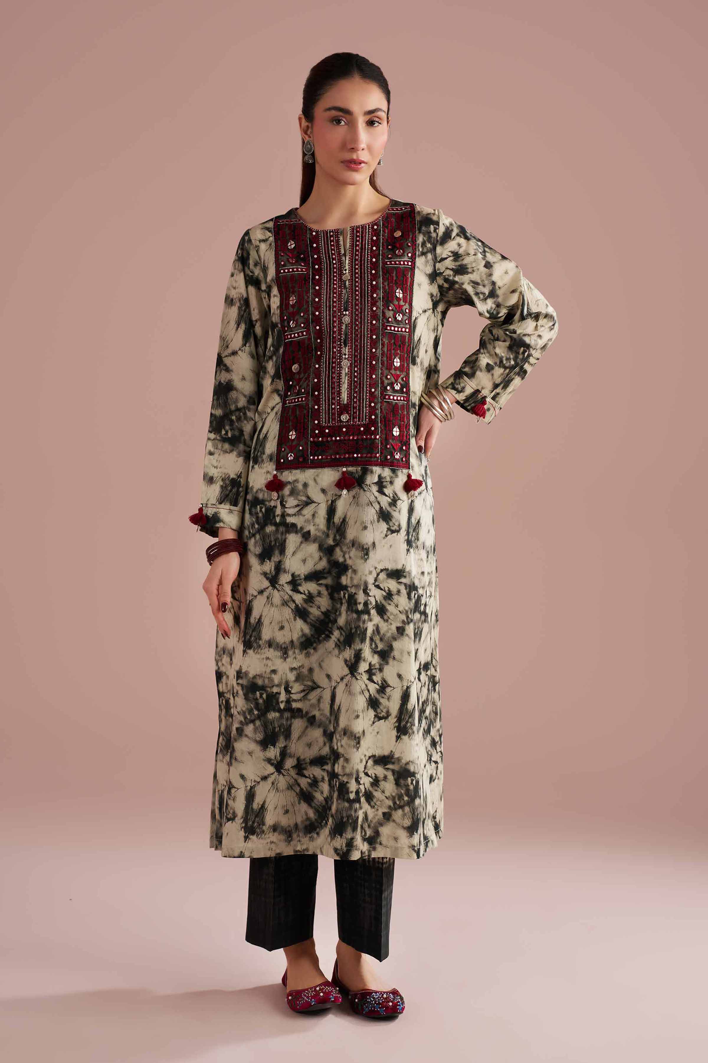 2 Piece - Printed Embroidered Suit - PE26-254 Beige Lawn 2PC Embroidered