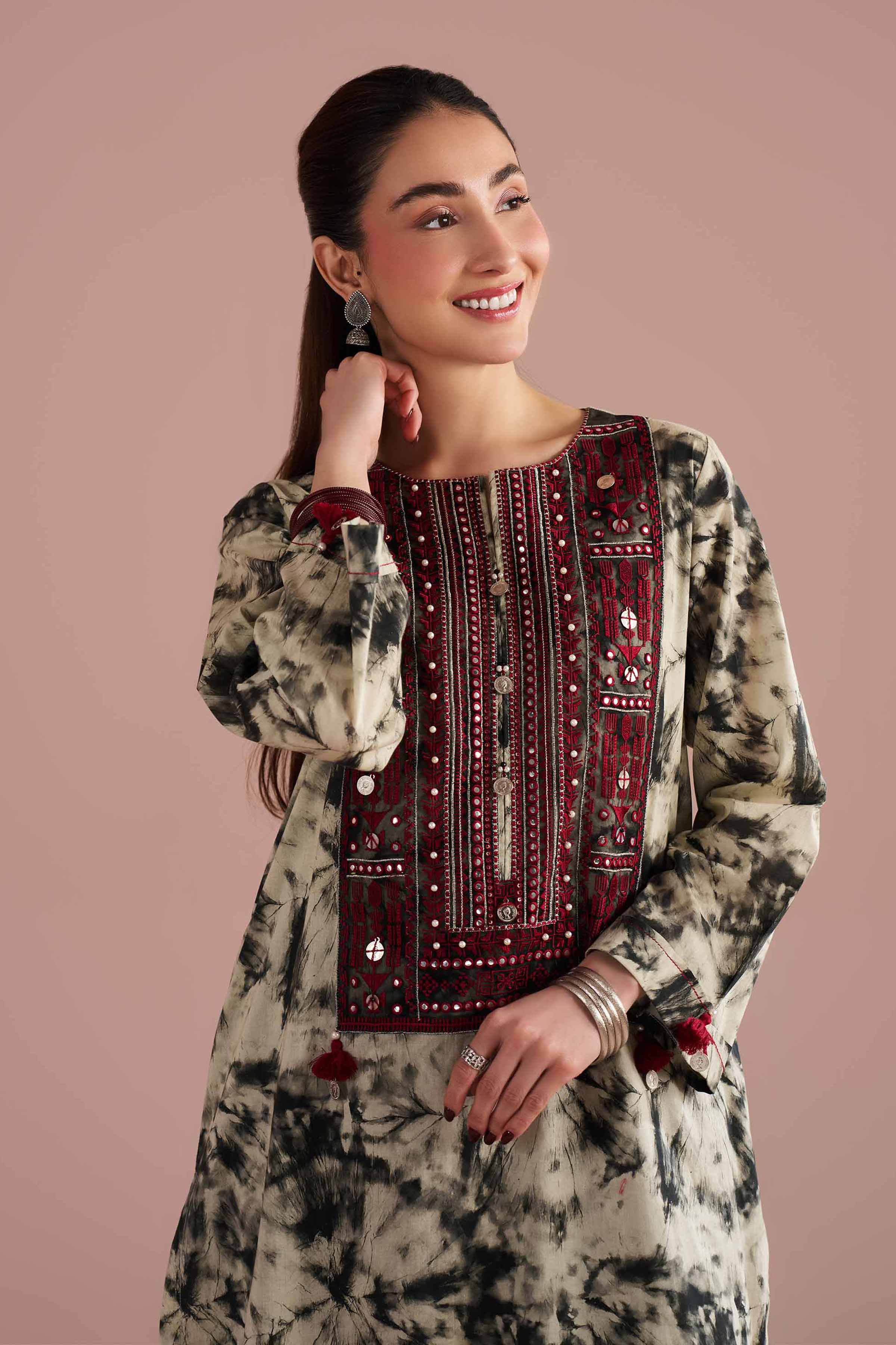 2 Piece - Printed Embroidered Suit - PE26-254 Beige Lawn 2PC Embroidered