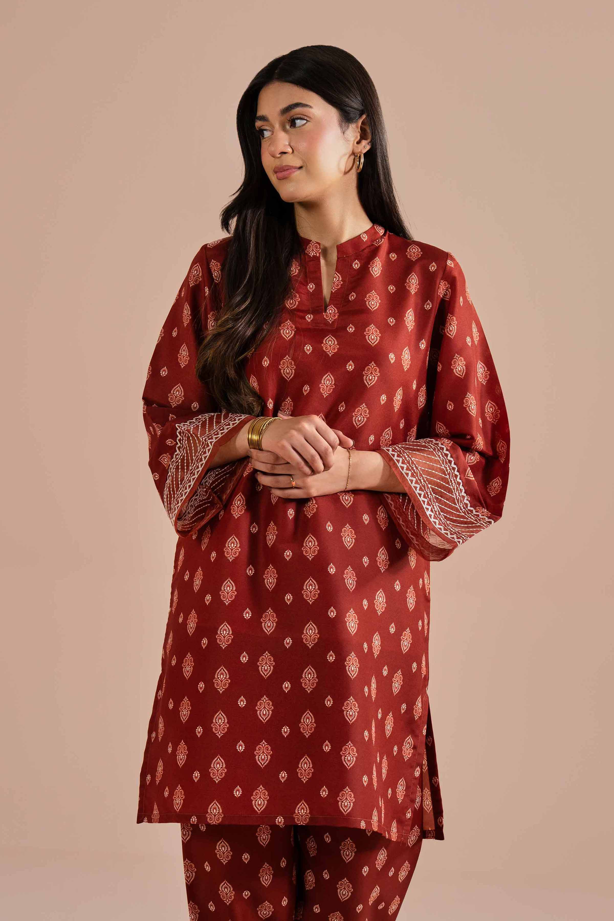 2 Piece - Printed Embroidered Suit - PE26-26