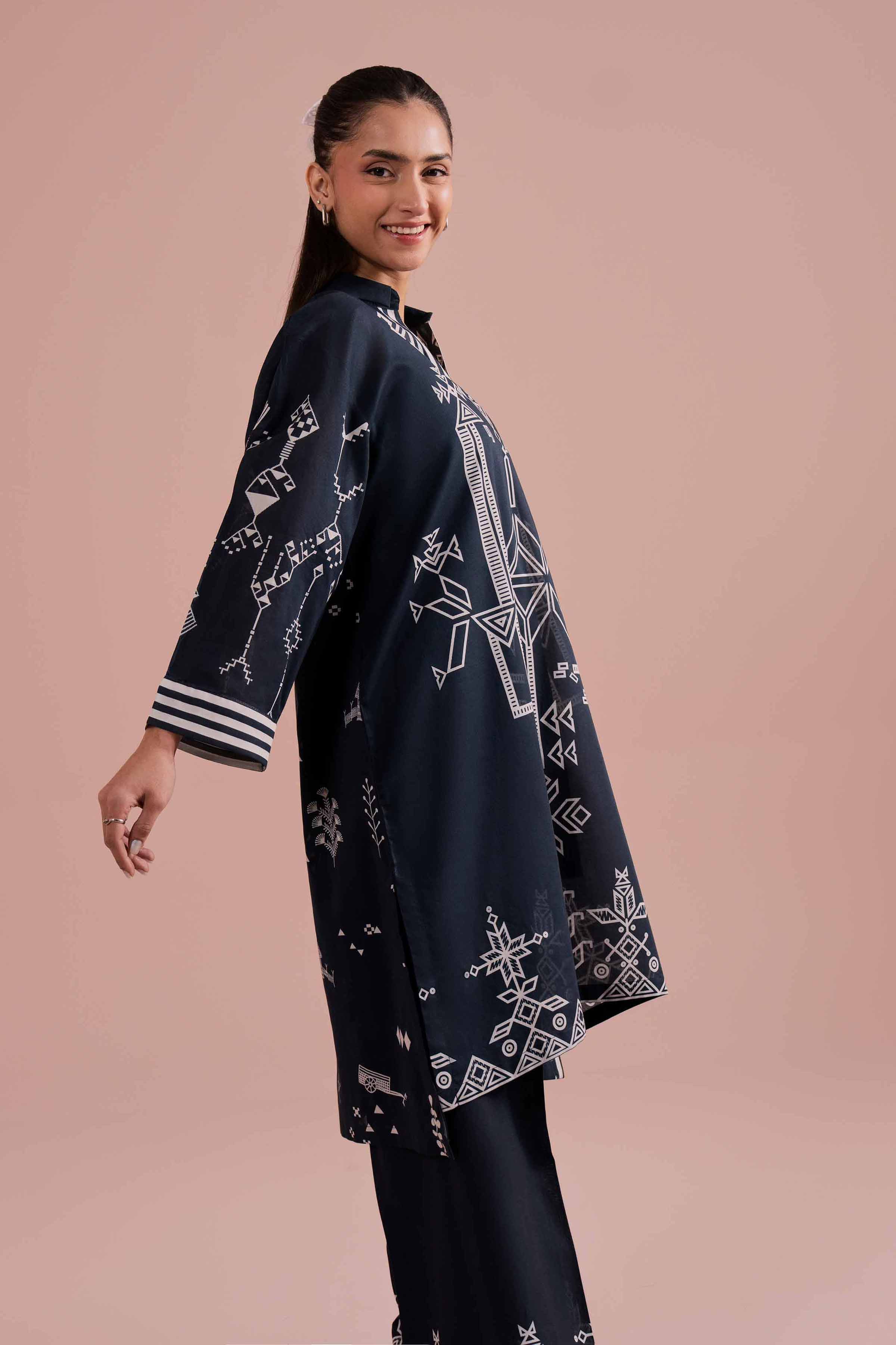 2 Piece - Printed Suit - PE26-263 Blue Lawn 2PC Printed READY TO WEAR