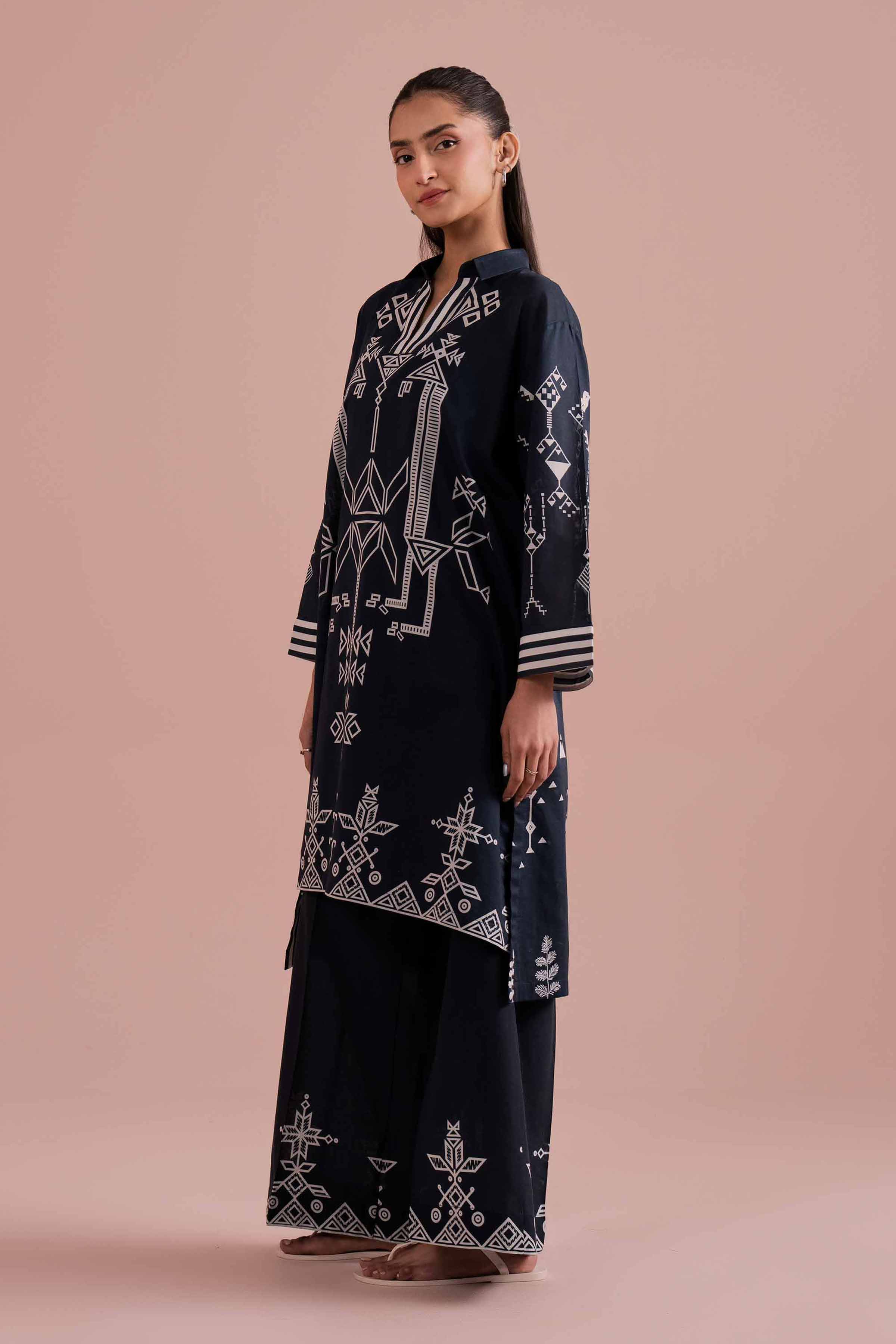 2 Piece - Printed Suit - PE26-263 Blue Lawn 2PC Printed READY TO WEAR