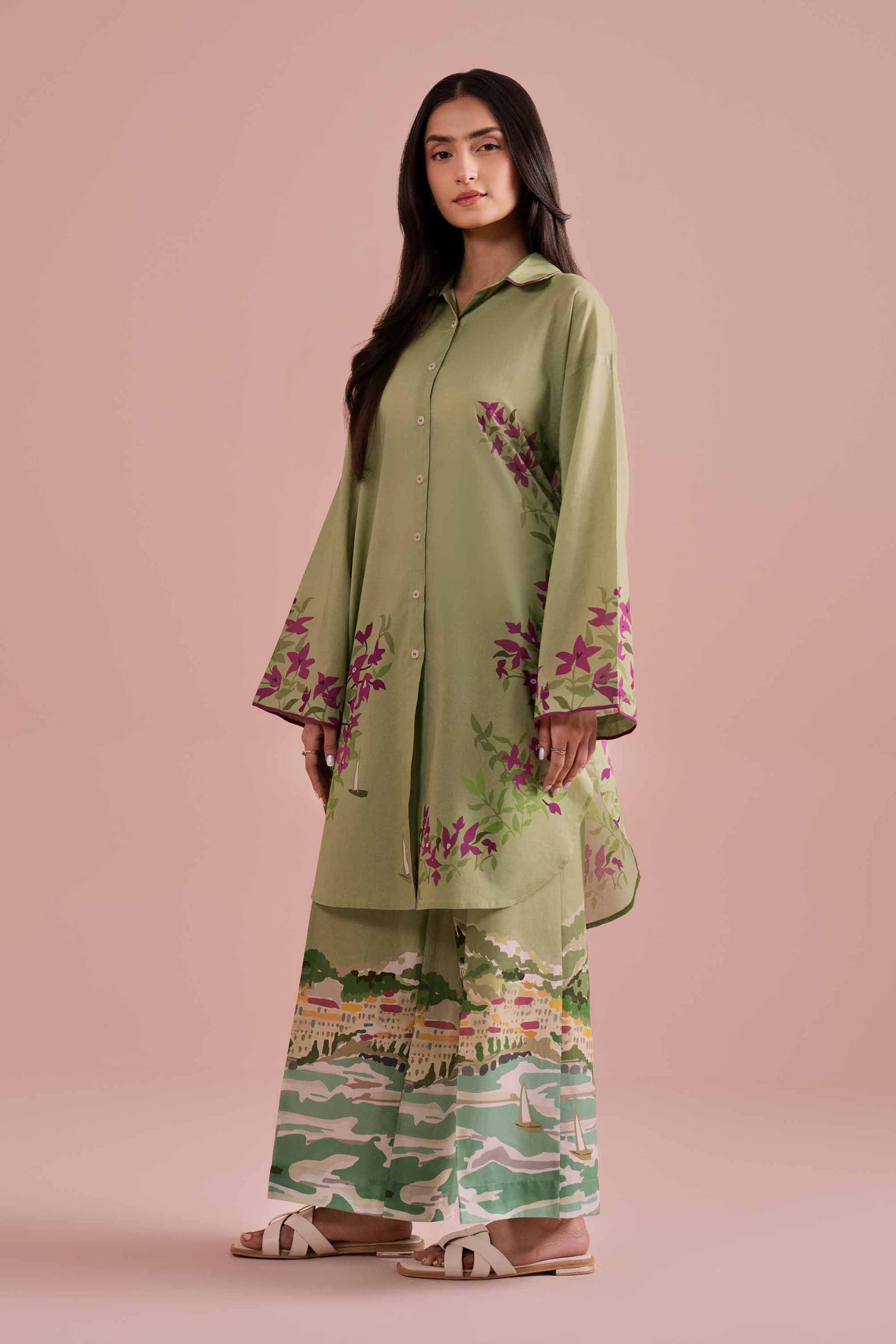2 Piece - Printed Suit - PE26-265 Green Lawn 2PC Printed READY TO WEAR