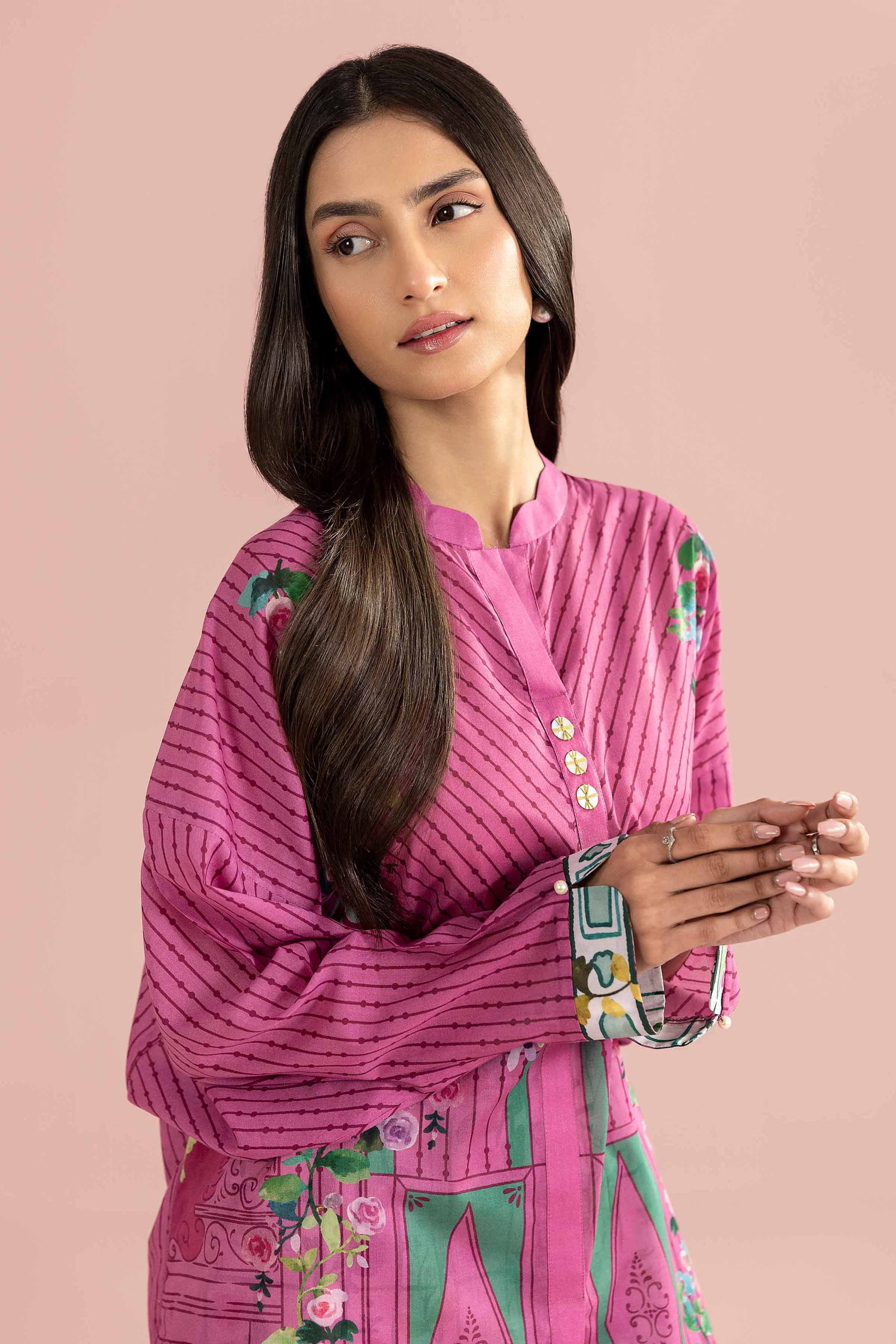 2 Piece - Printed Suit - PE26-266 pink Lawn 2PC Printed READY TO WEAR