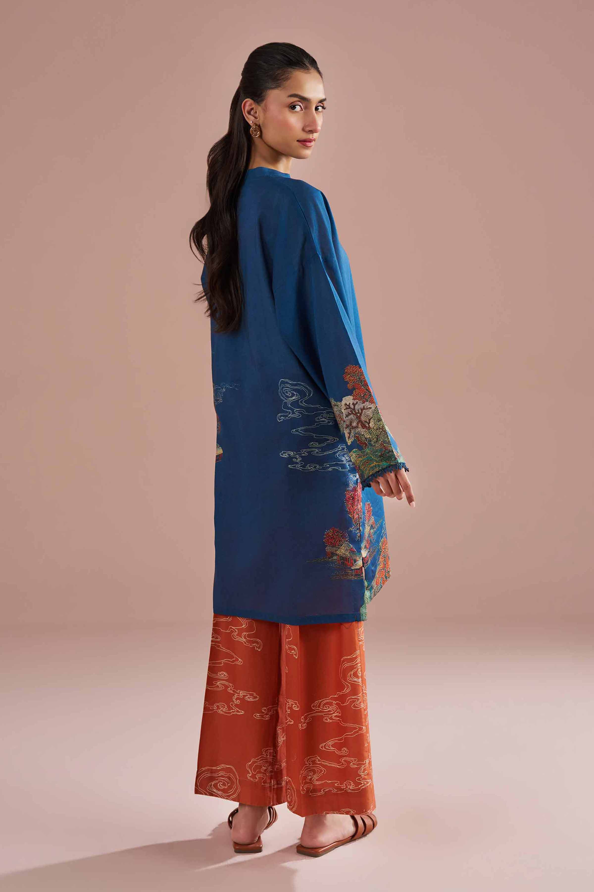 2 Piece - Printed Suit - PE26-268 Blue Lawn 2PC Printed READY TO WEAR