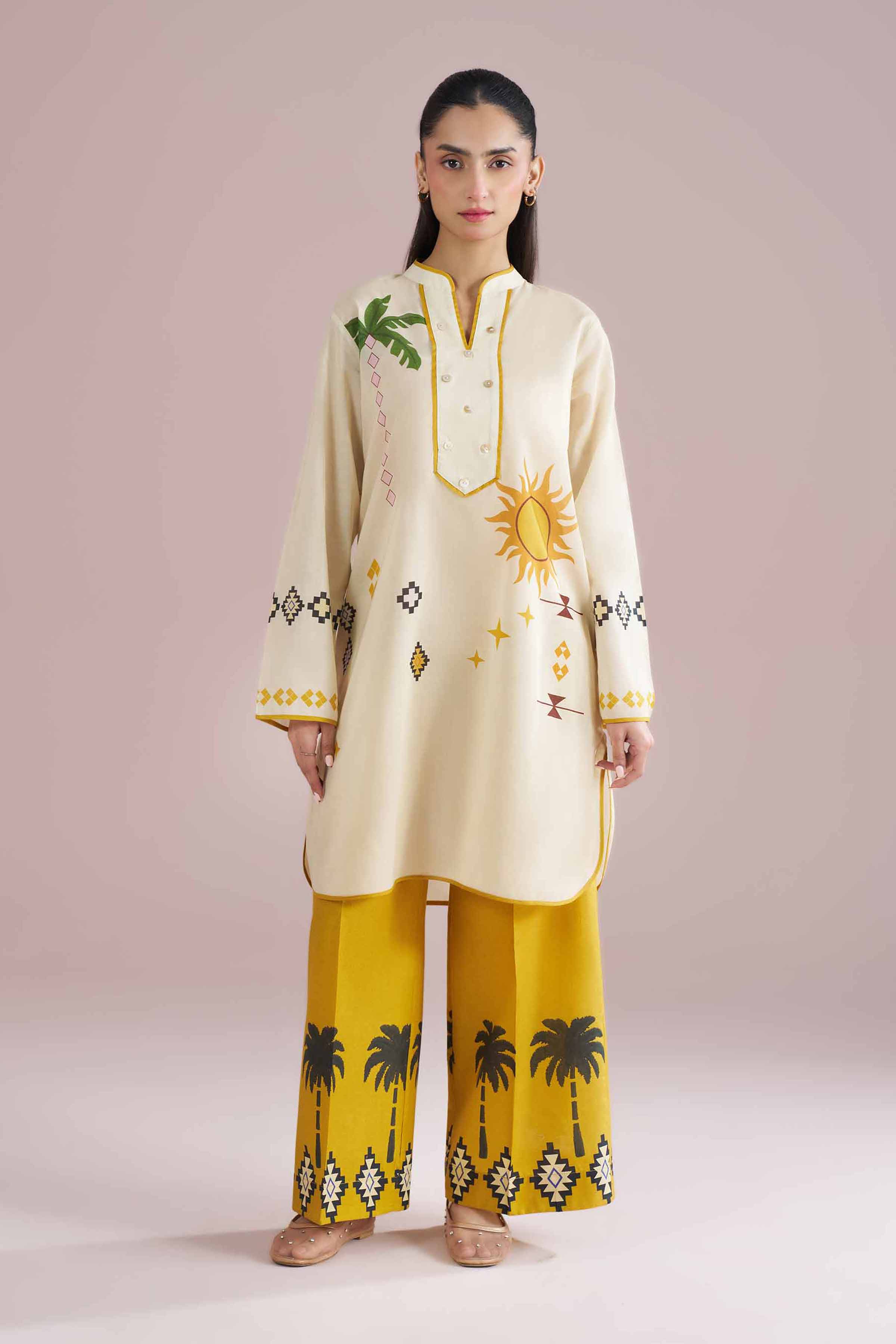 2 Piece - Printed Suit - PE26-269 Off White Lawn 2PC Printed READY TO WEAR