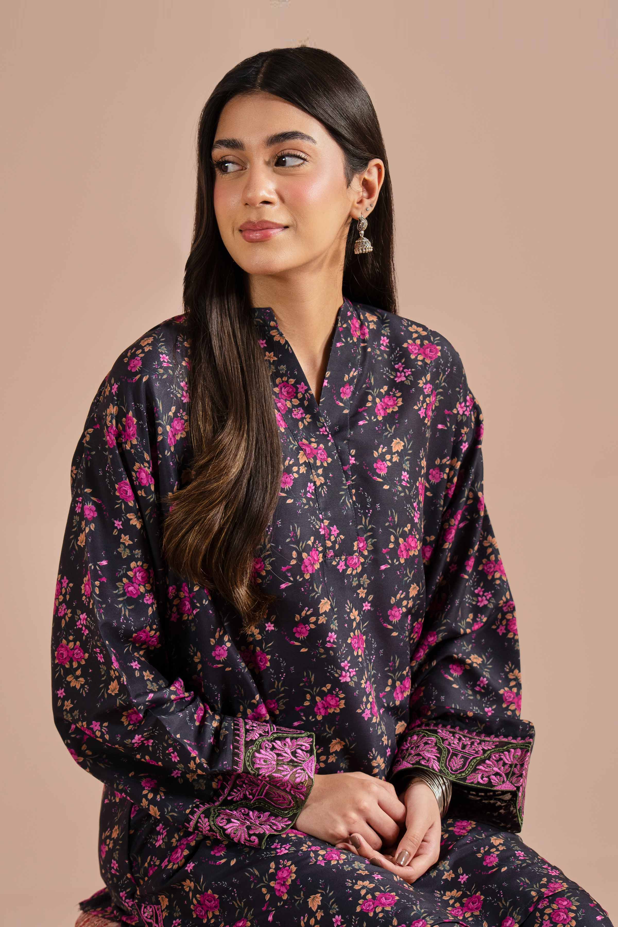 2 Piece - Printed Embroidered Suit - PE26-27
