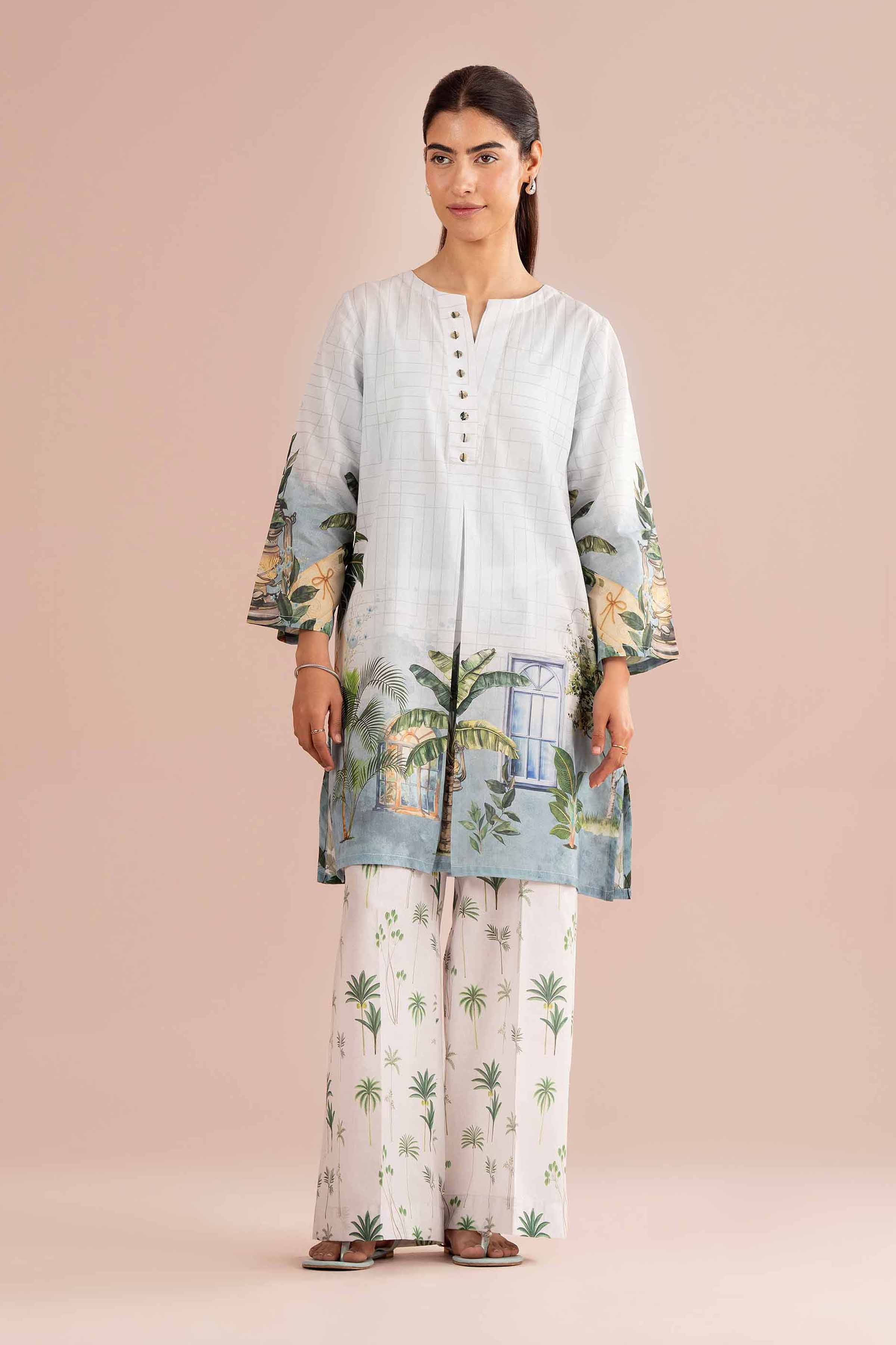 2 Piece - Printed Suit - PE26-272 Grey Lawn 2PC Printed READY TO WEAR