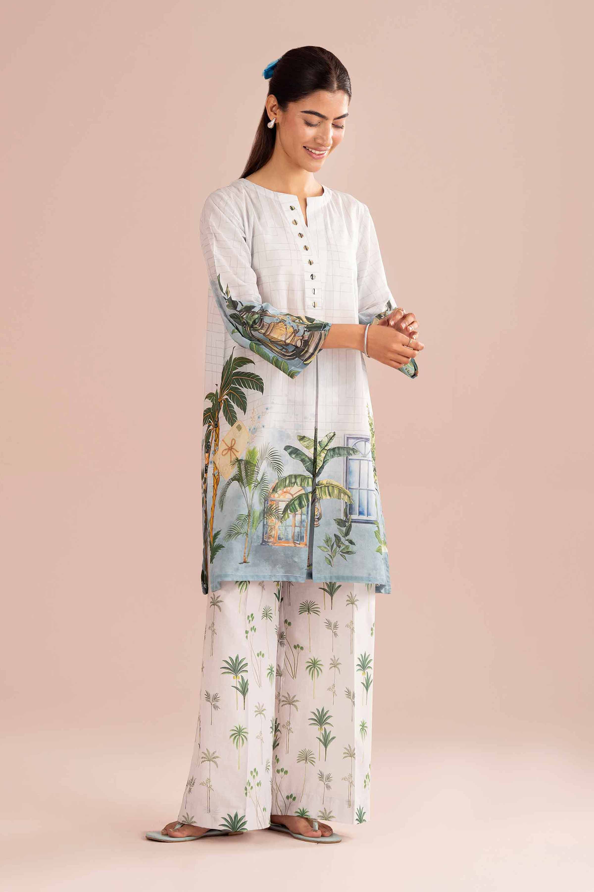 2 Piece - Printed Suit - PE26-272 Grey Lawn 2PC Printed READY TO WEAR