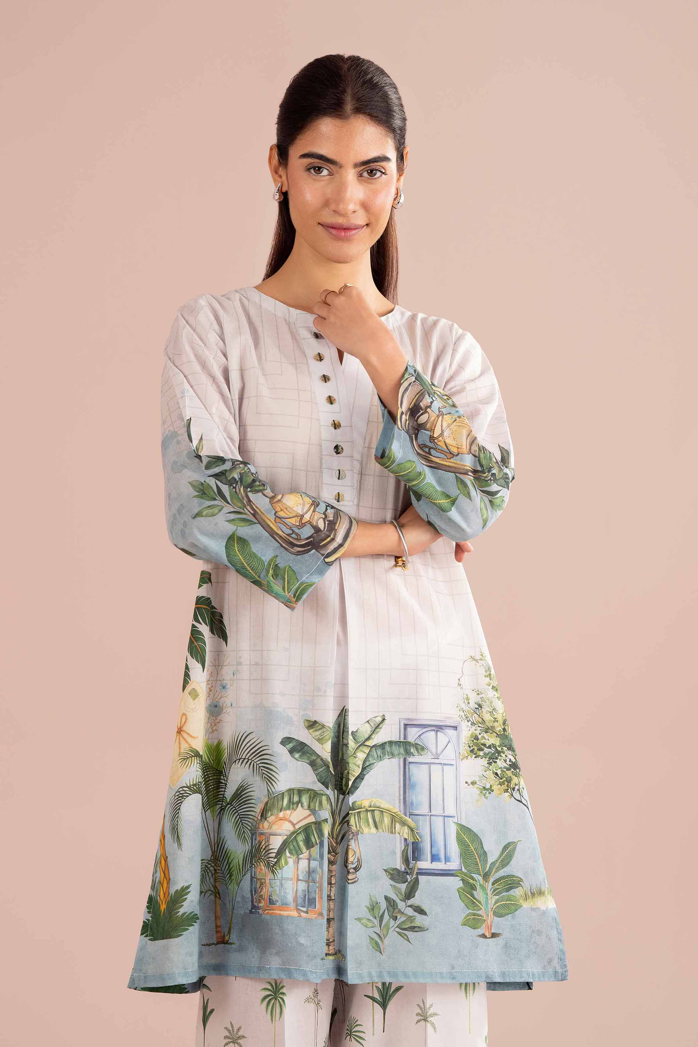2 Piece - Printed Suit - PE26-272 Grey Lawn 2PC Printed READY TO WEAR