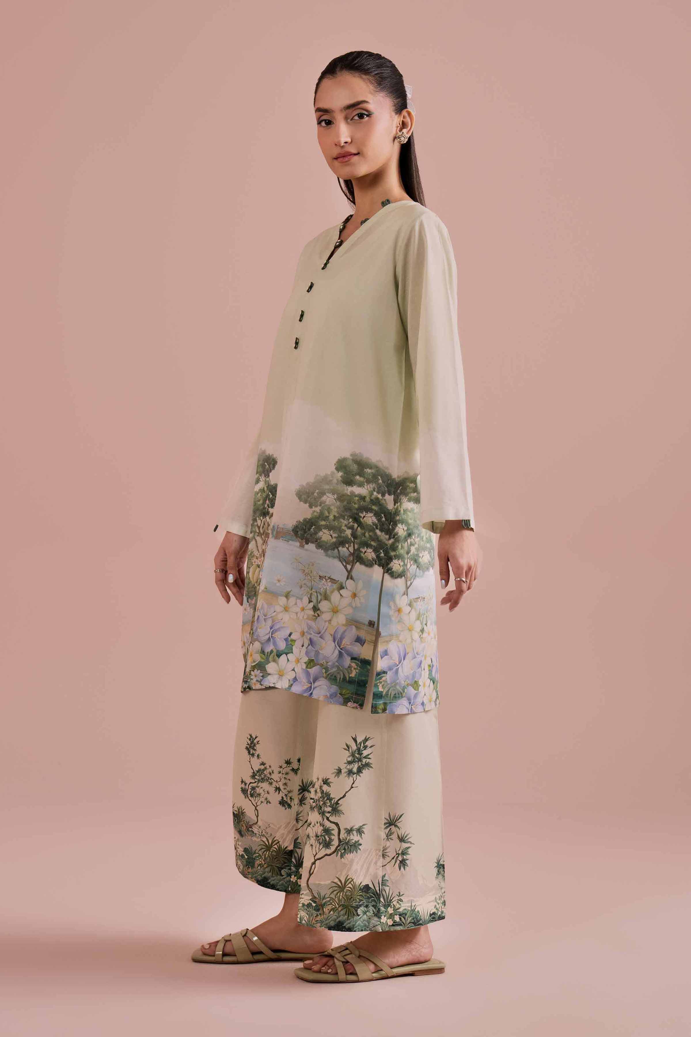 2 Piece - Printed Suit - PE26-273 Green Lawn 2PC Printed READY TO WEAR