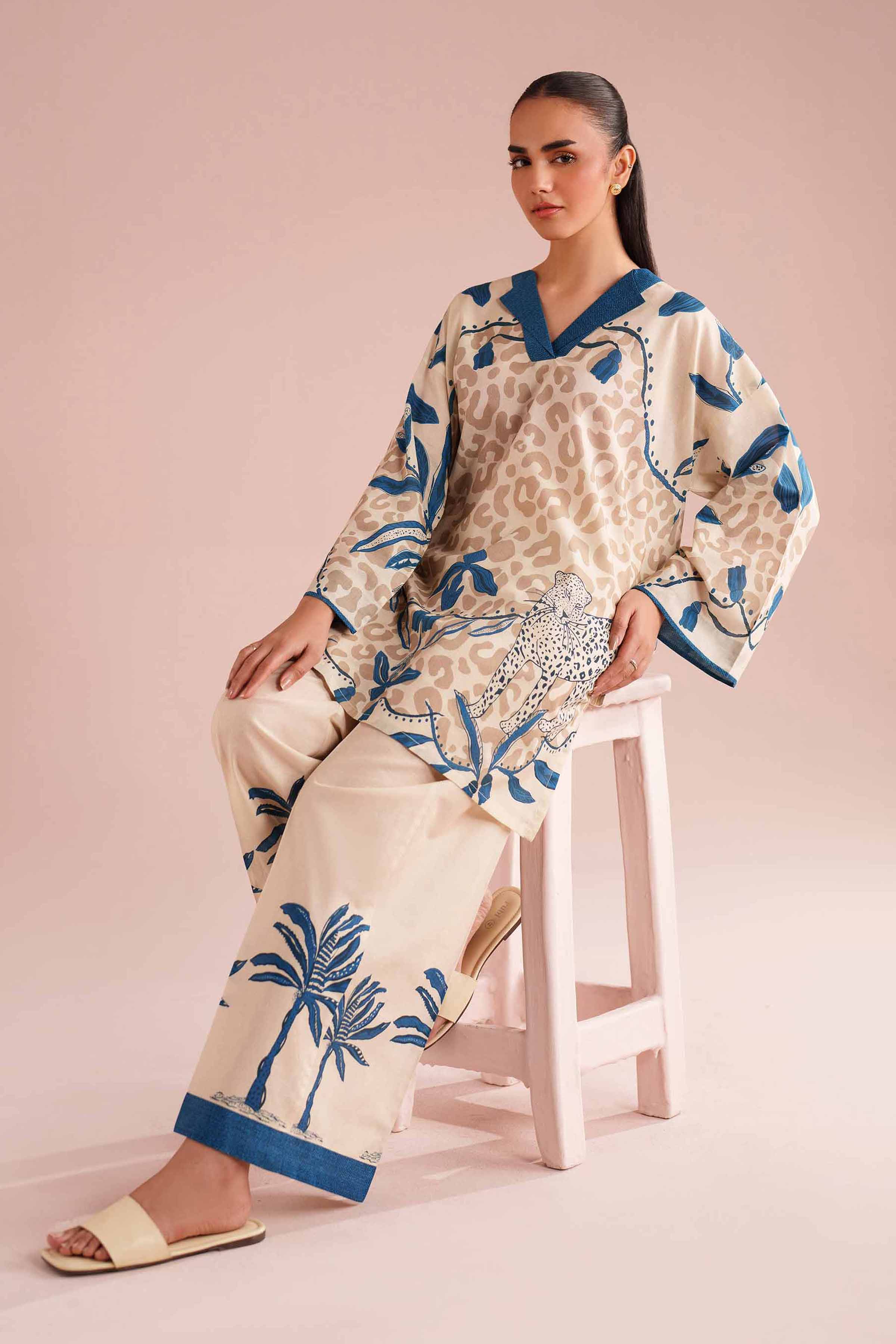 2 Piece - Printed Suit - PE26-274 Beige Lawn 2PC Printed READY TO WEAR