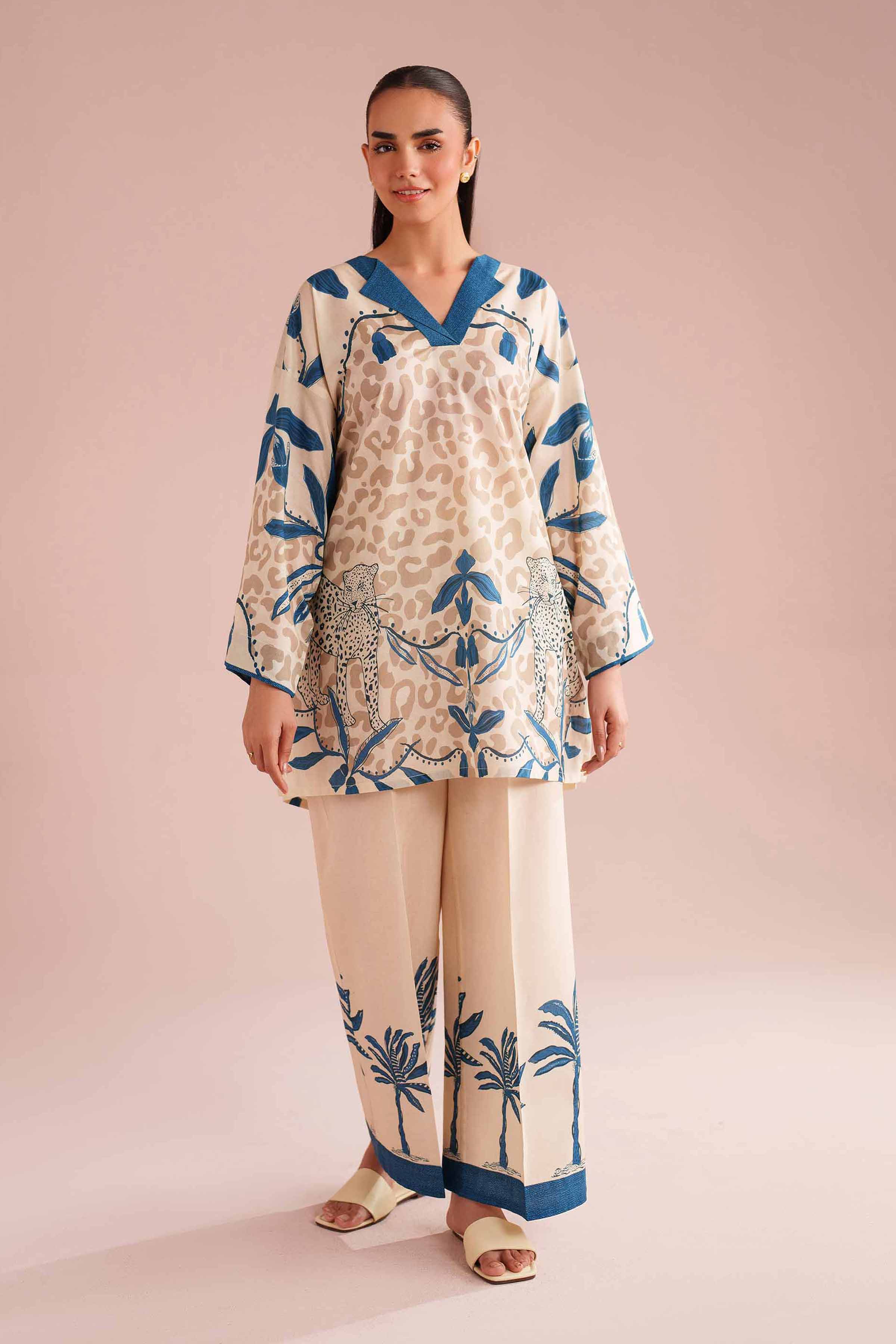 2 Piece - Printed Suit - PE26-274 Beige Lawn 2PC Printed READY TO WEAR