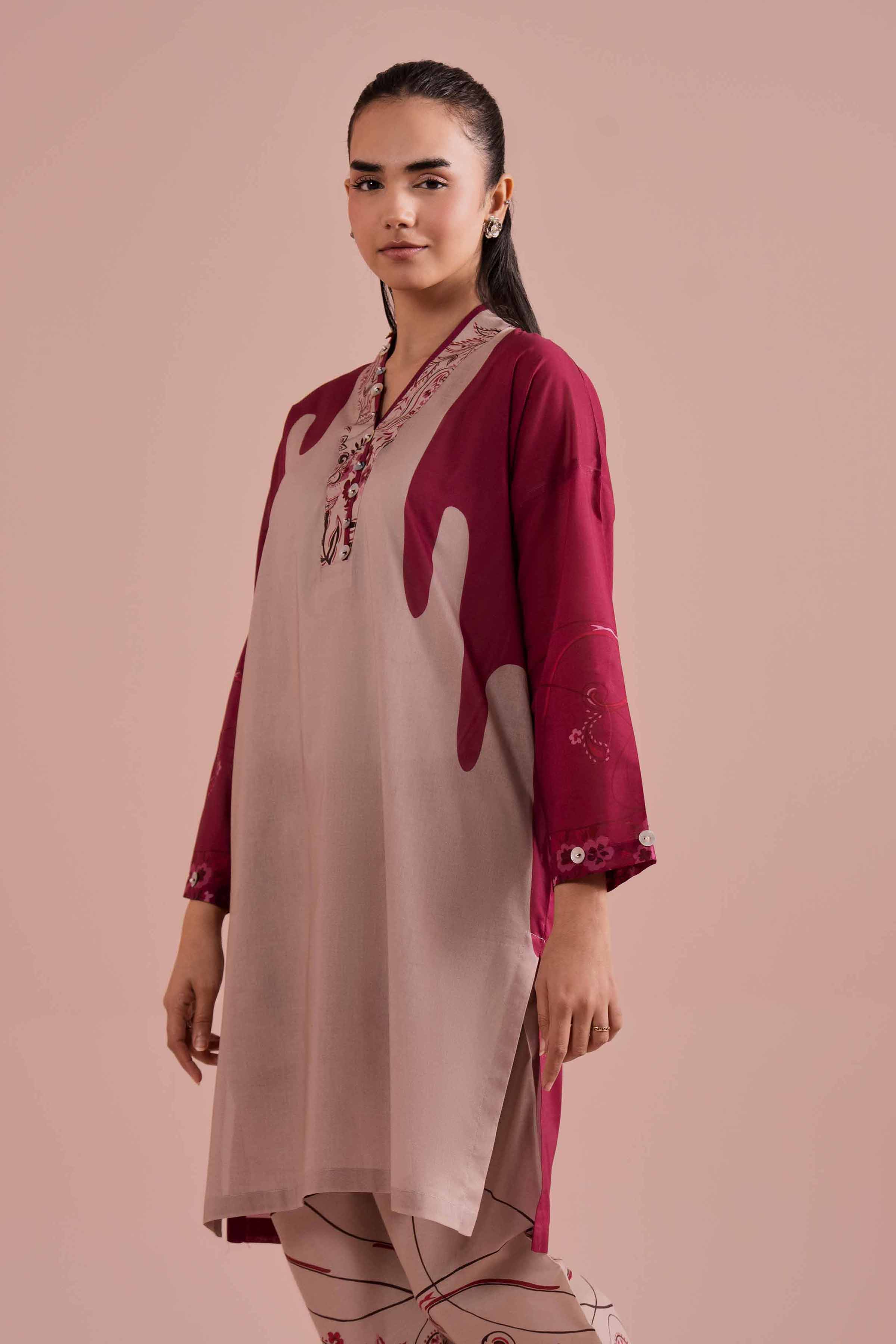 2 Piece - Printed Suit - PE26-278 Beige Lawn 2PC Printed READY TO WEAR