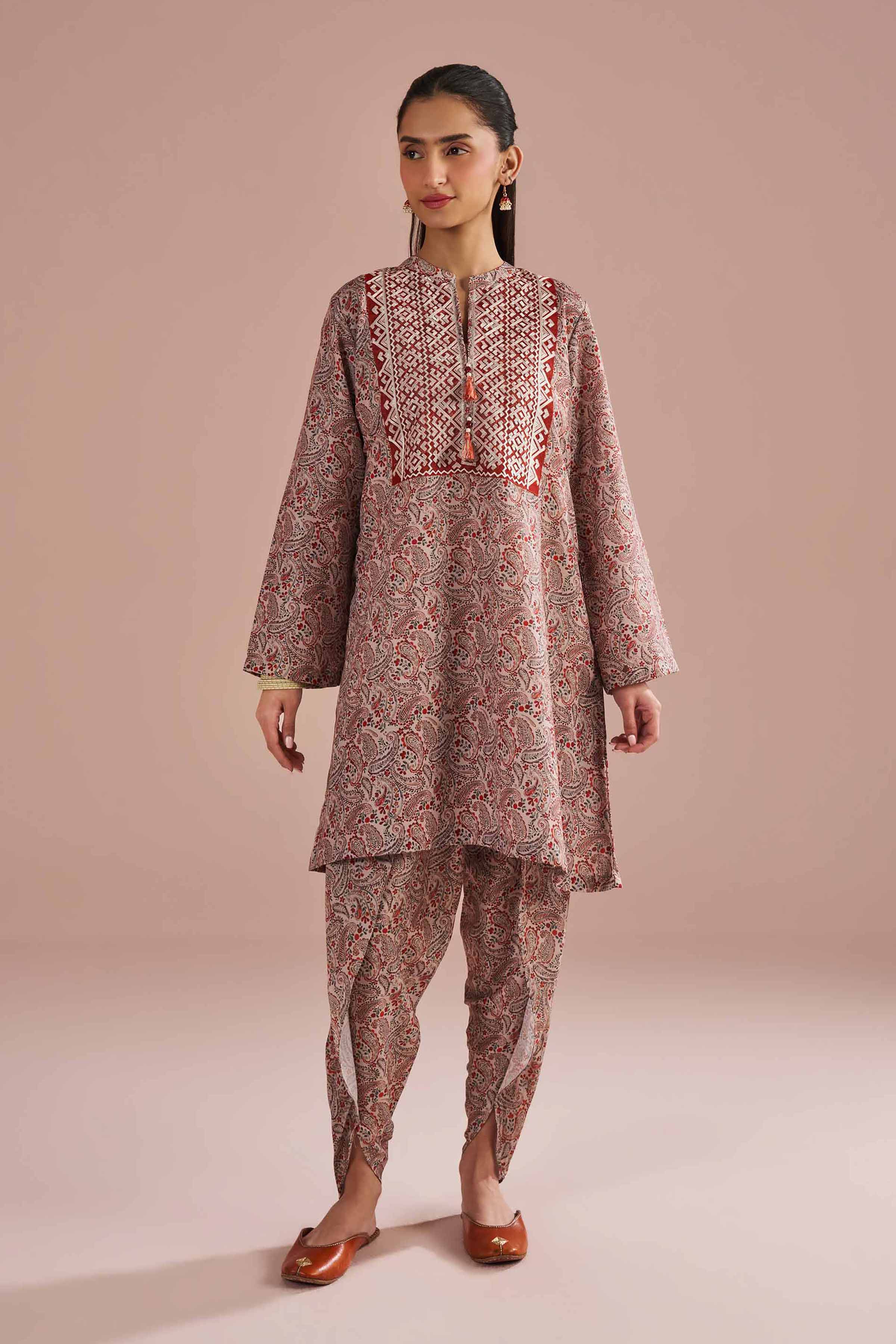 2 Piece - Printed Embroidered Suit - PE26-28