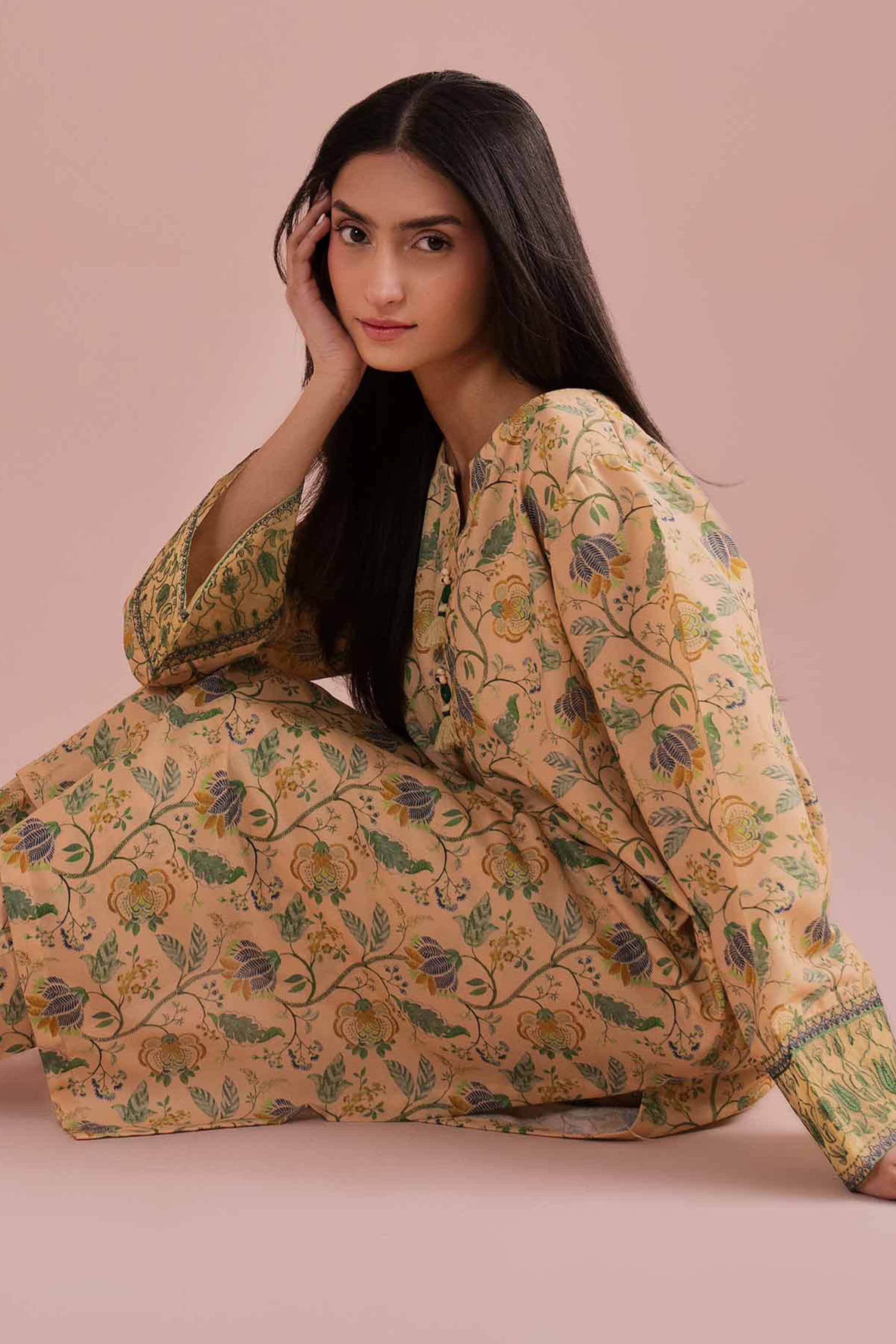 2 Piece - Printed Embroidered Suit - PE26-29