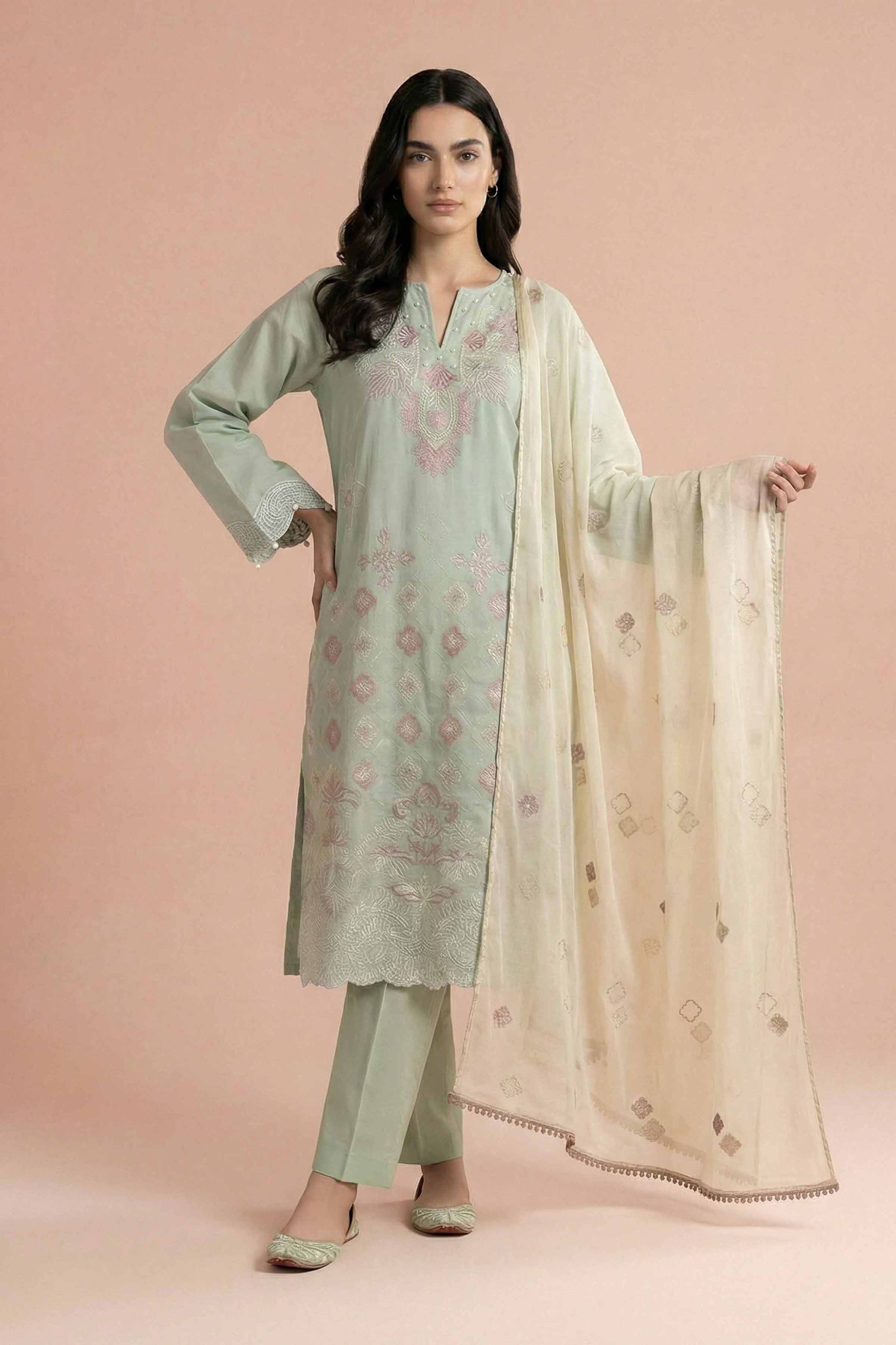 3 Piece - Embroidered Suit - PE26-298