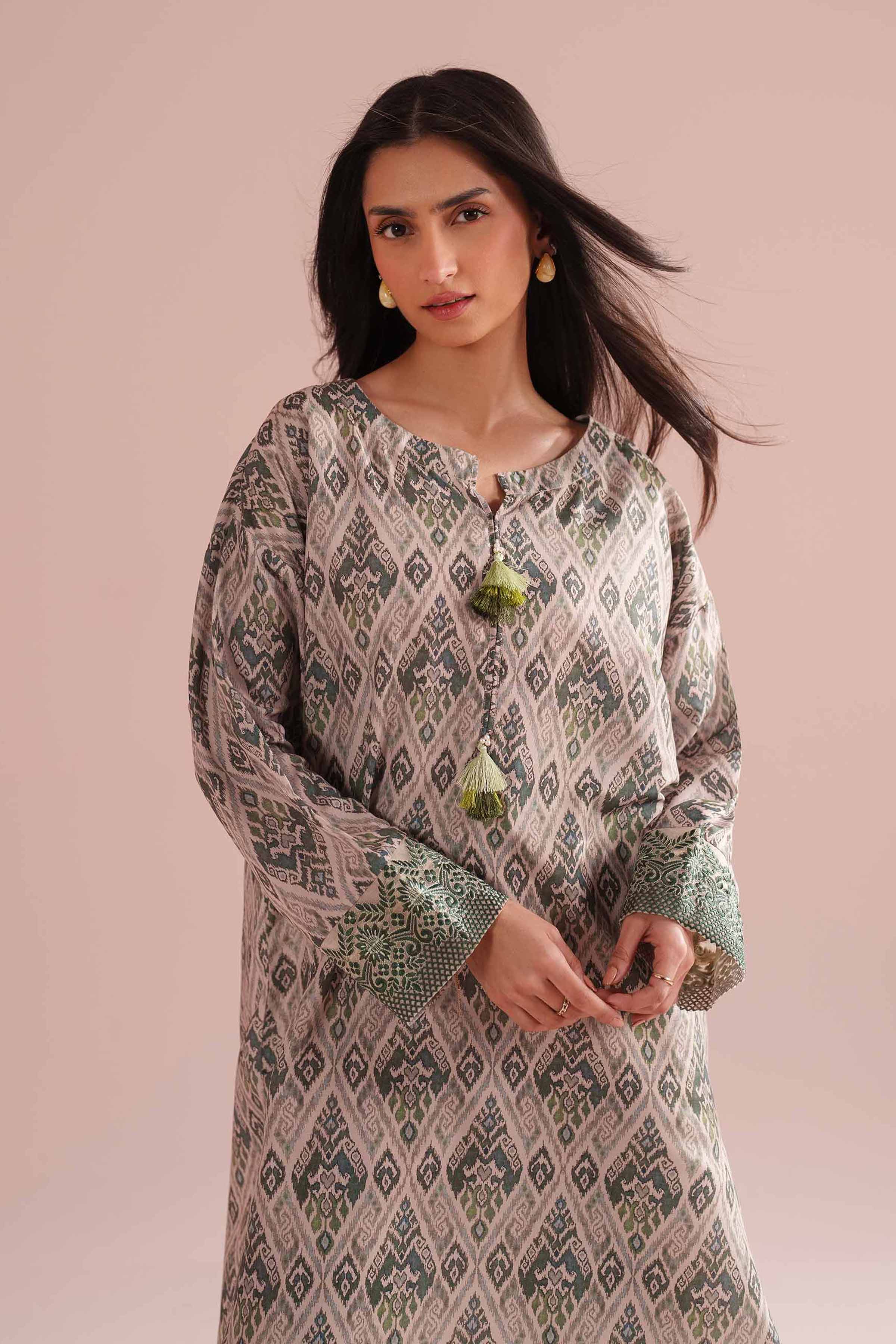 2 Piece - Printed Embroidered Suit - PE26-30 NishatUAE Beige Lawn 2PC Embroidered Ready To Wear