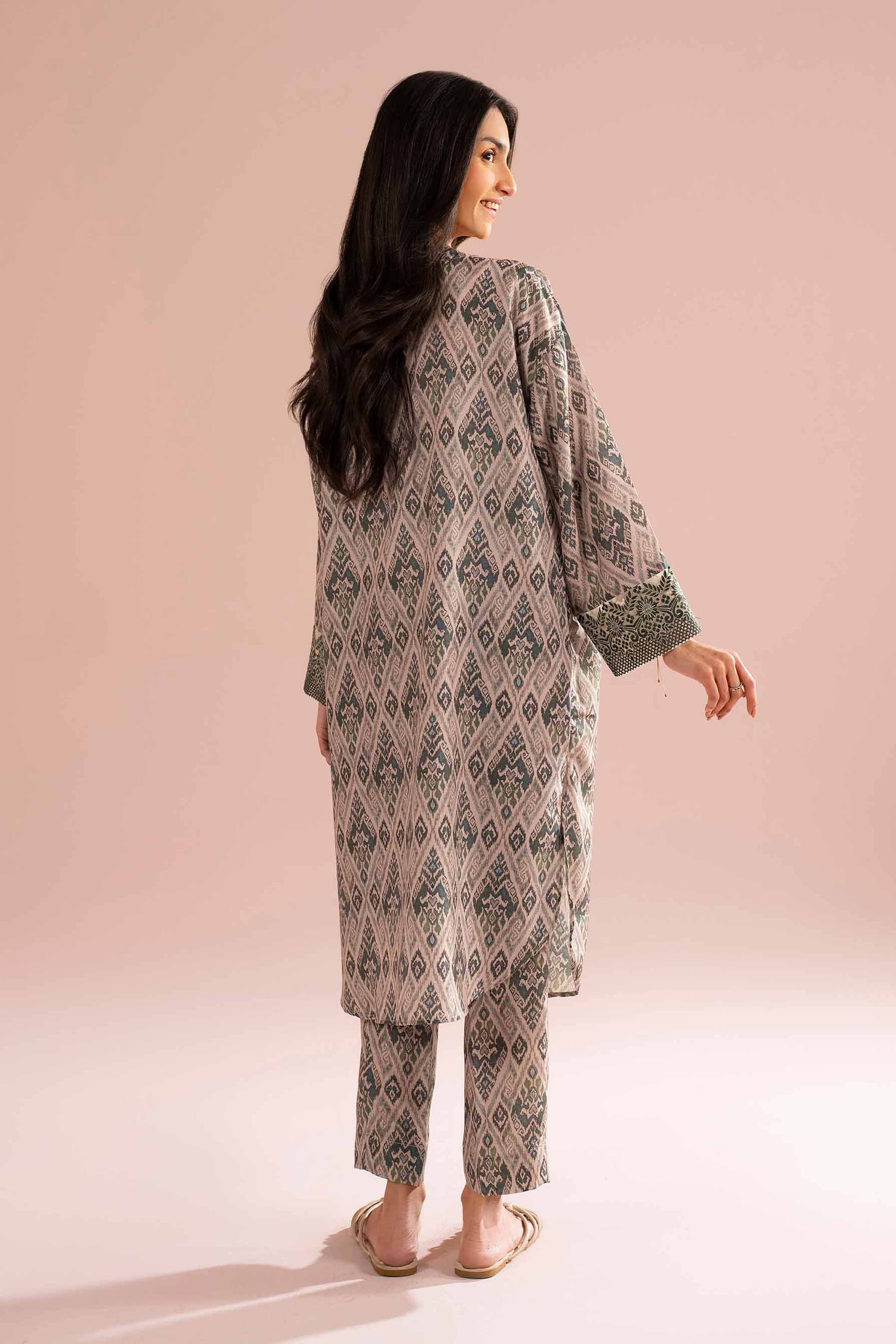 2 Piece - Printed Embroidered Suit - PE26-30 NishatUAE Beige Lawn 2PC Embroidered Ready To Wear
