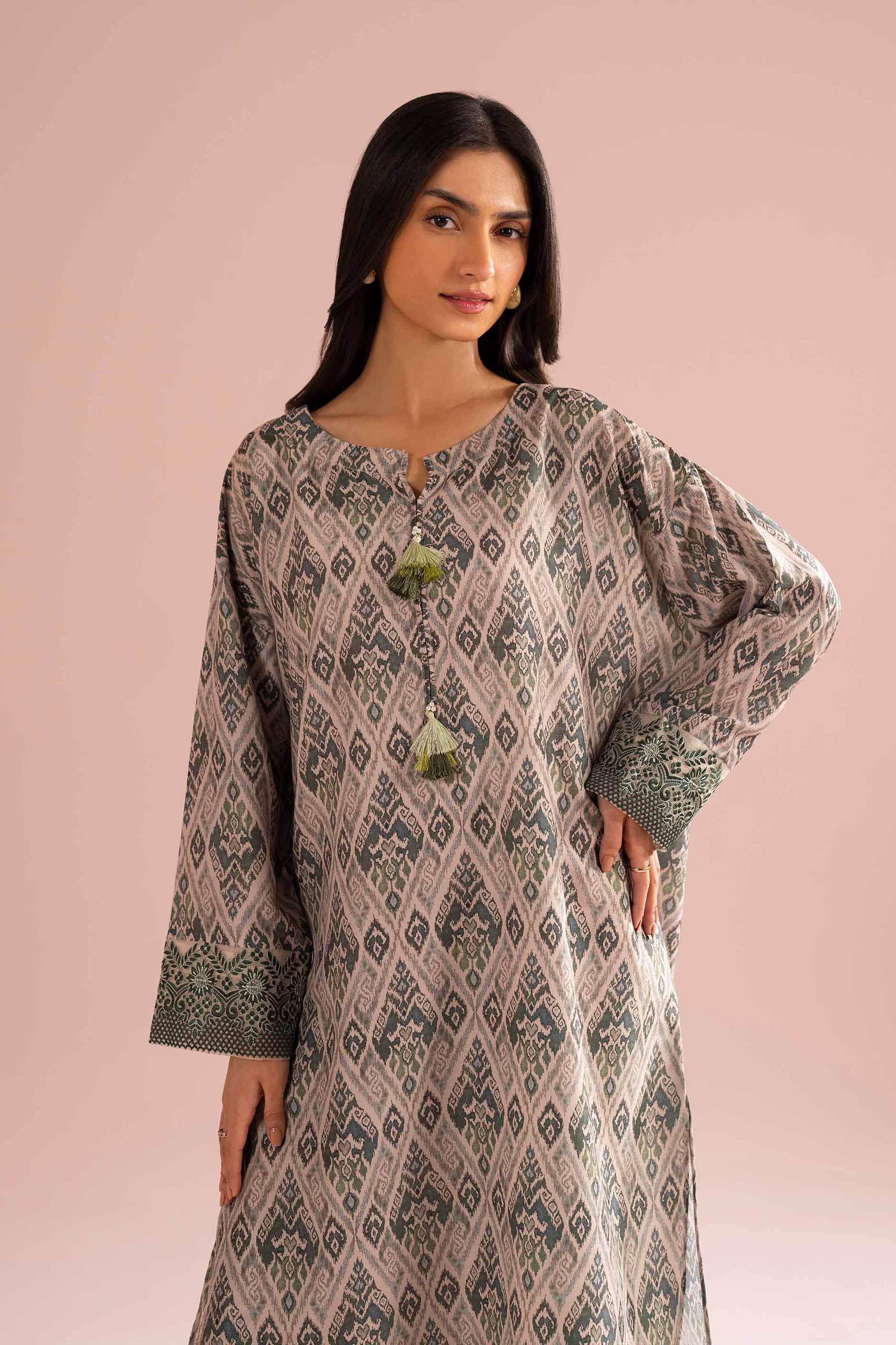 2 Piece - Printed Embroidered Suit - PE26-30