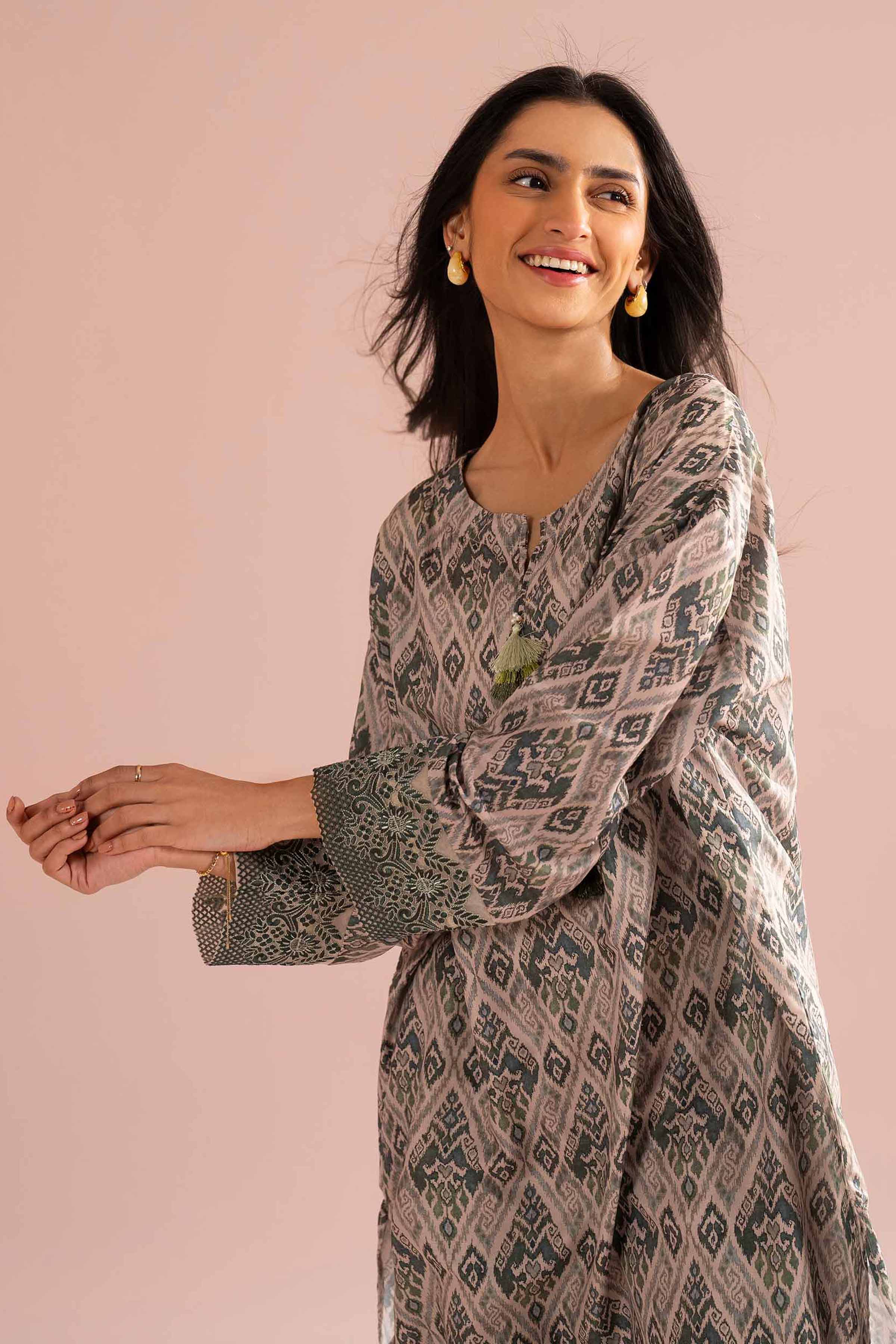 2 Piece - Printed Embroidered Suit - PE26-30