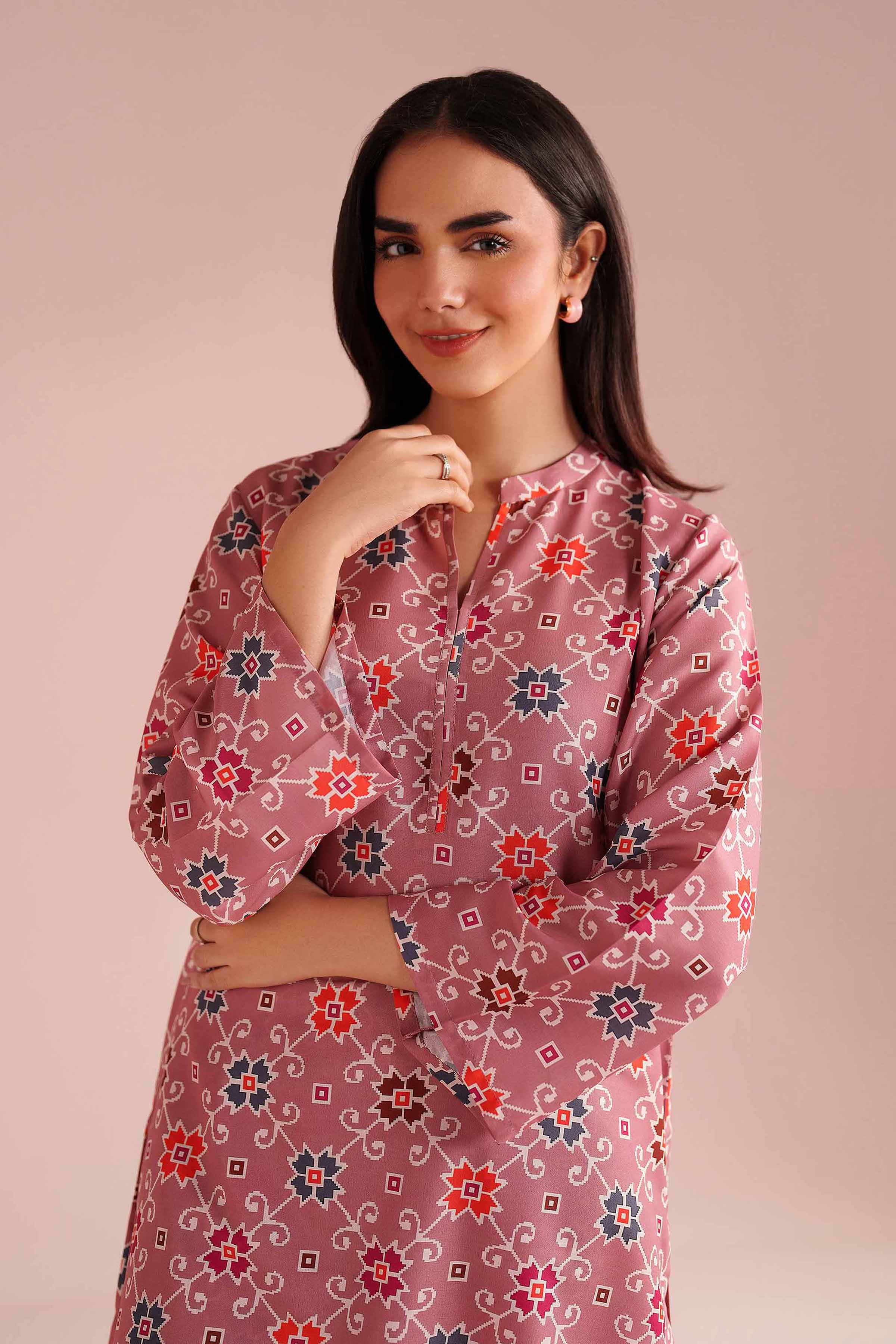 2 Piece - Printed Suit - PE26-31 NishatUAE Pink Lawn 2PC Printed Ready To Wear